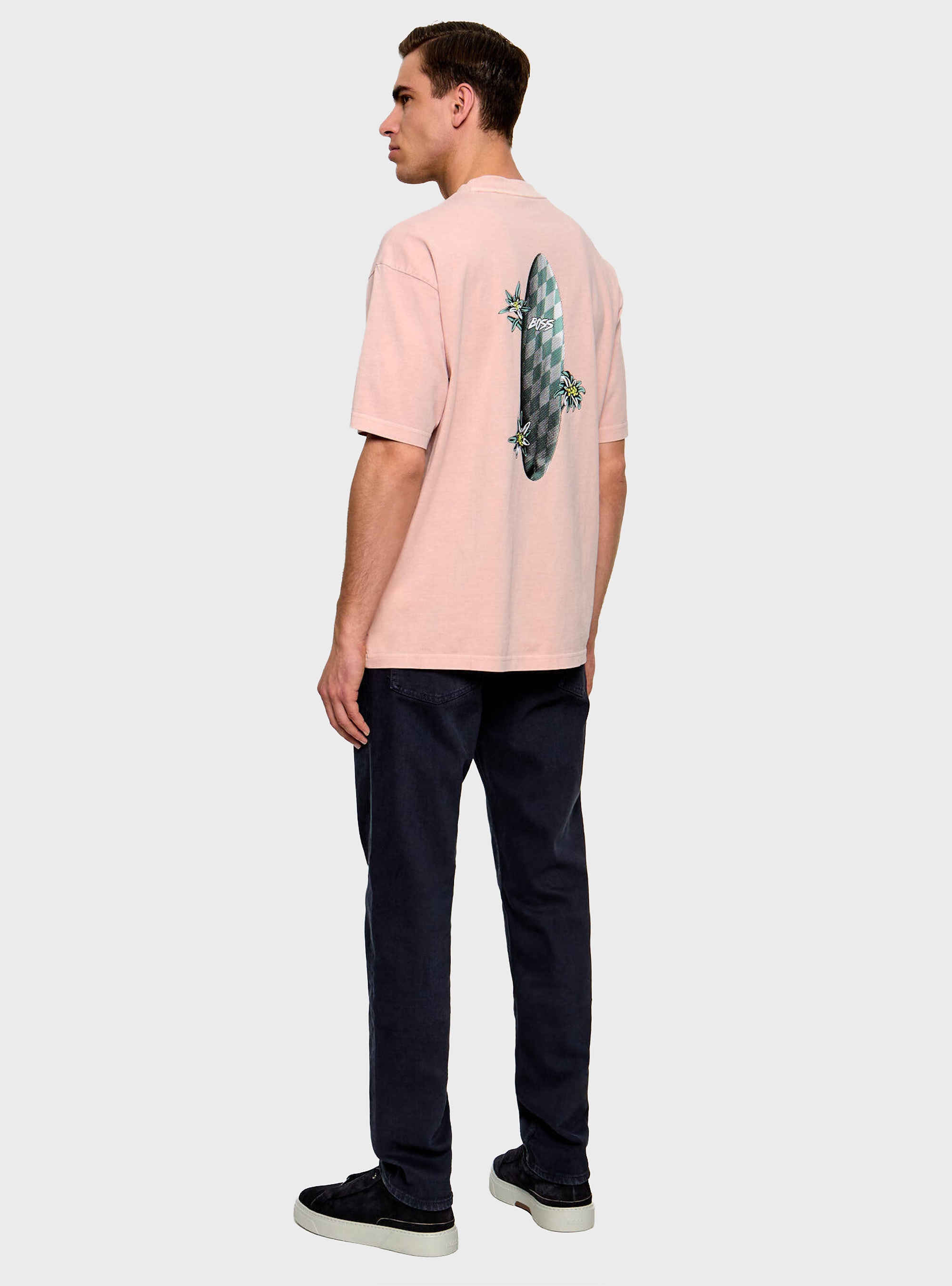 BOSS Cotton-Jersey T-Shirt With Graphic Print  Te_SurfWash - Pink