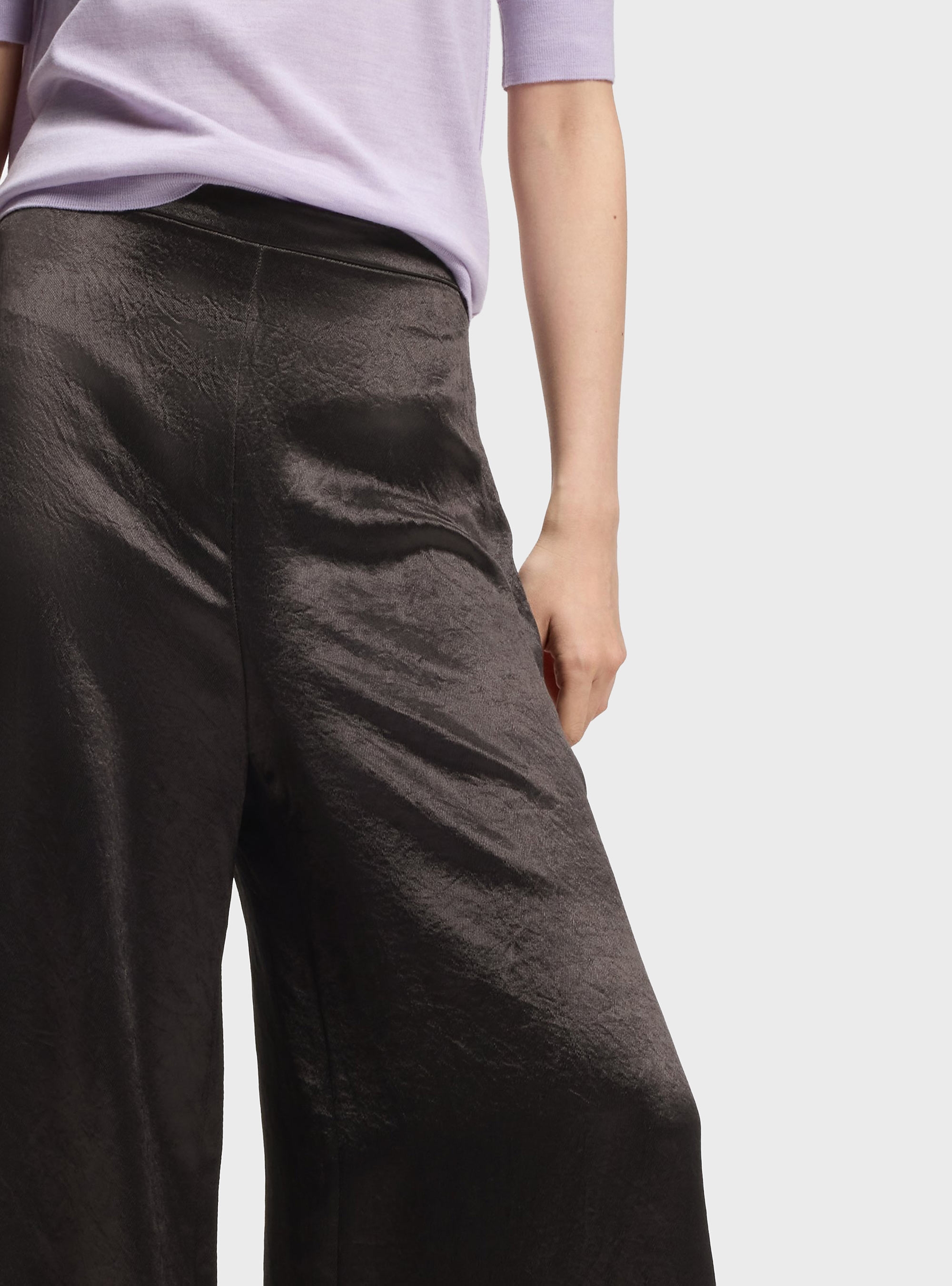 BOSS Relaxed-Fit Trousers In Lustrous Twill Torcain - Dark Brown