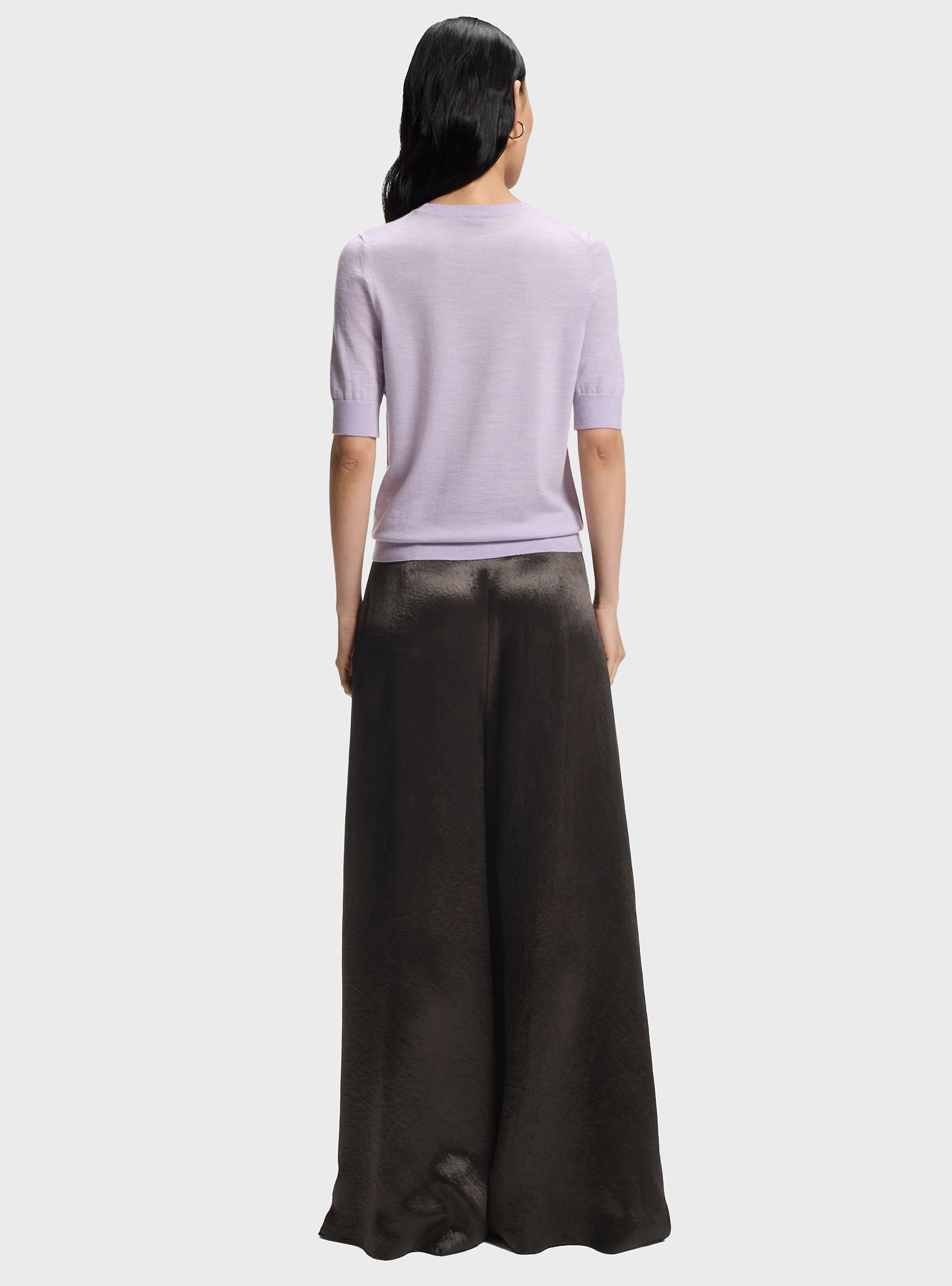 BOSS Relaxed-Fit Trousers In Lustrous Twill Torcain - Dark Brown