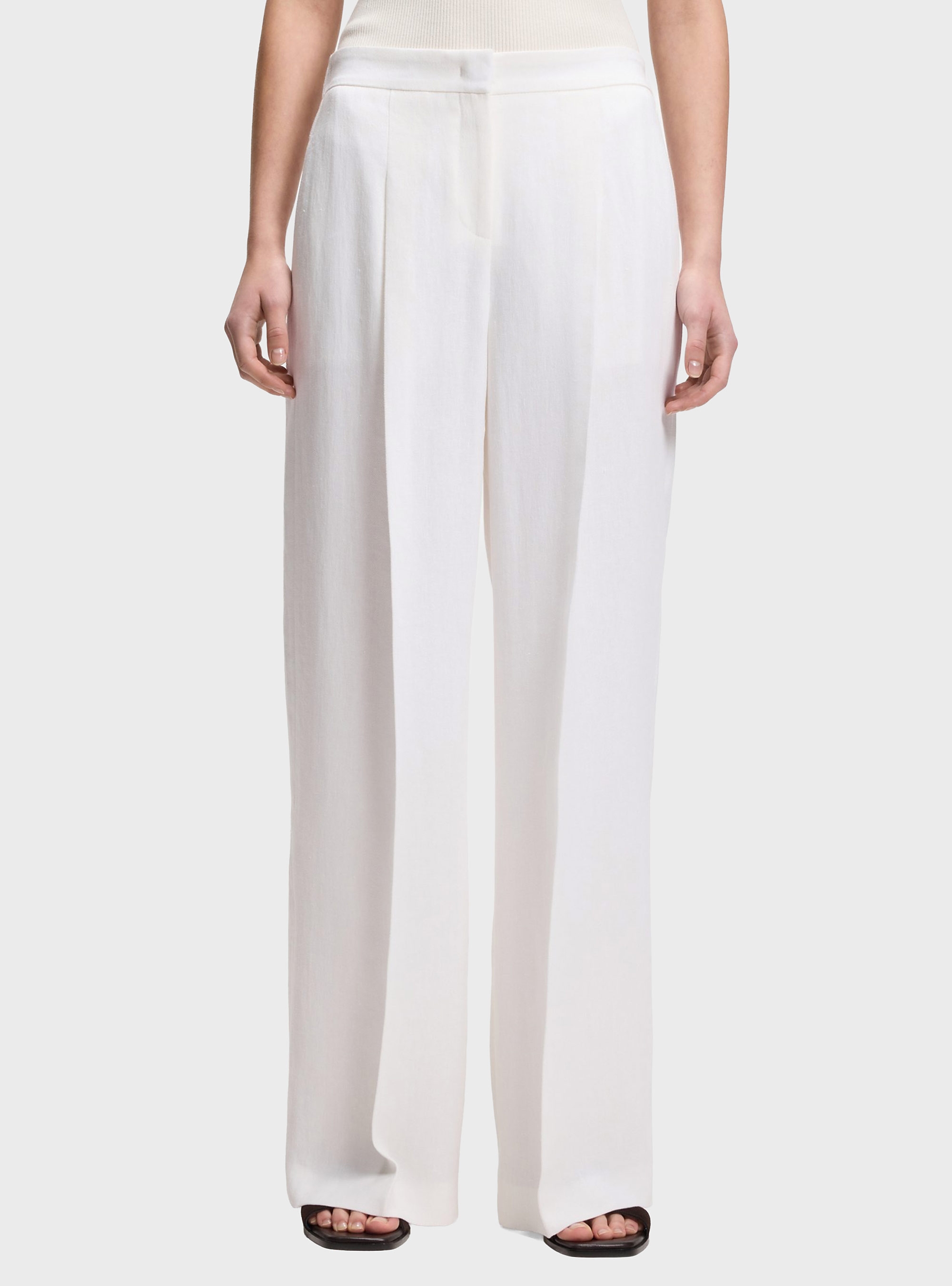 BOSS Relaxed-Fit Trousers In A Linen Blend  Tiana11 - White