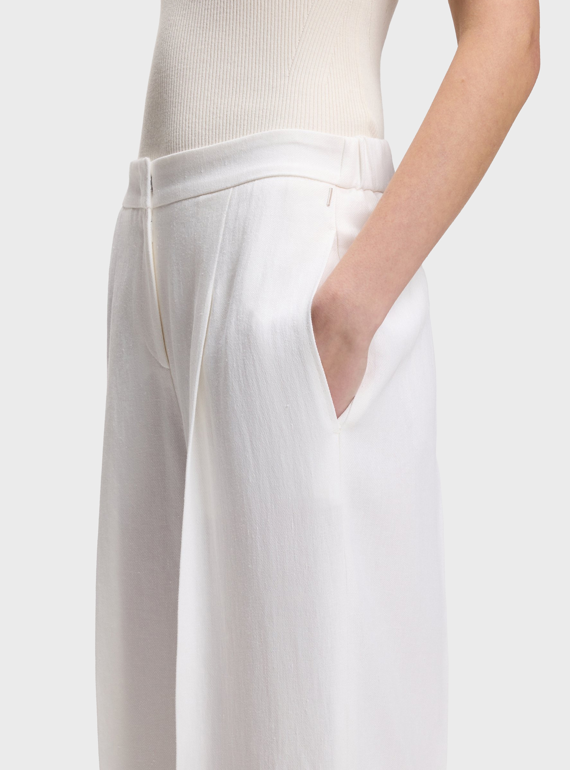 BOSS Relaxed-Fit Trousers In A Linen Blend  Tiana11 - White