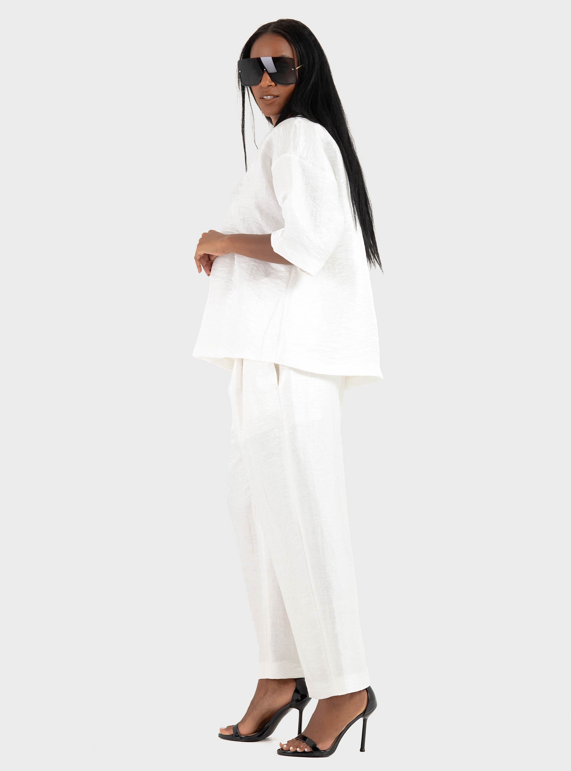 BOSS Relaxed-Fit Top In A Linen Blend Bacres - White