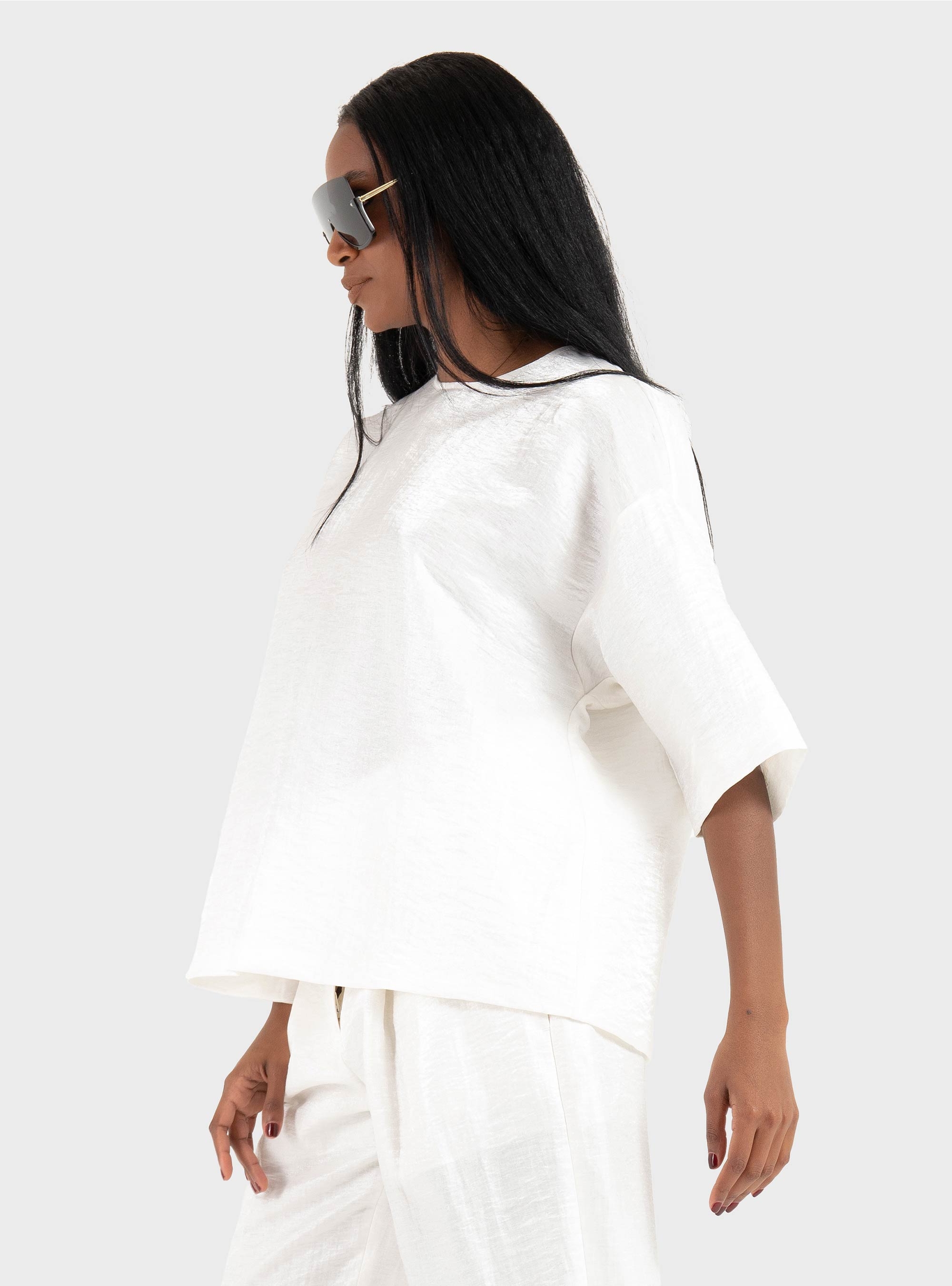 BOSS Relaxed-Fit Top In A Linen Blend Bacres - White