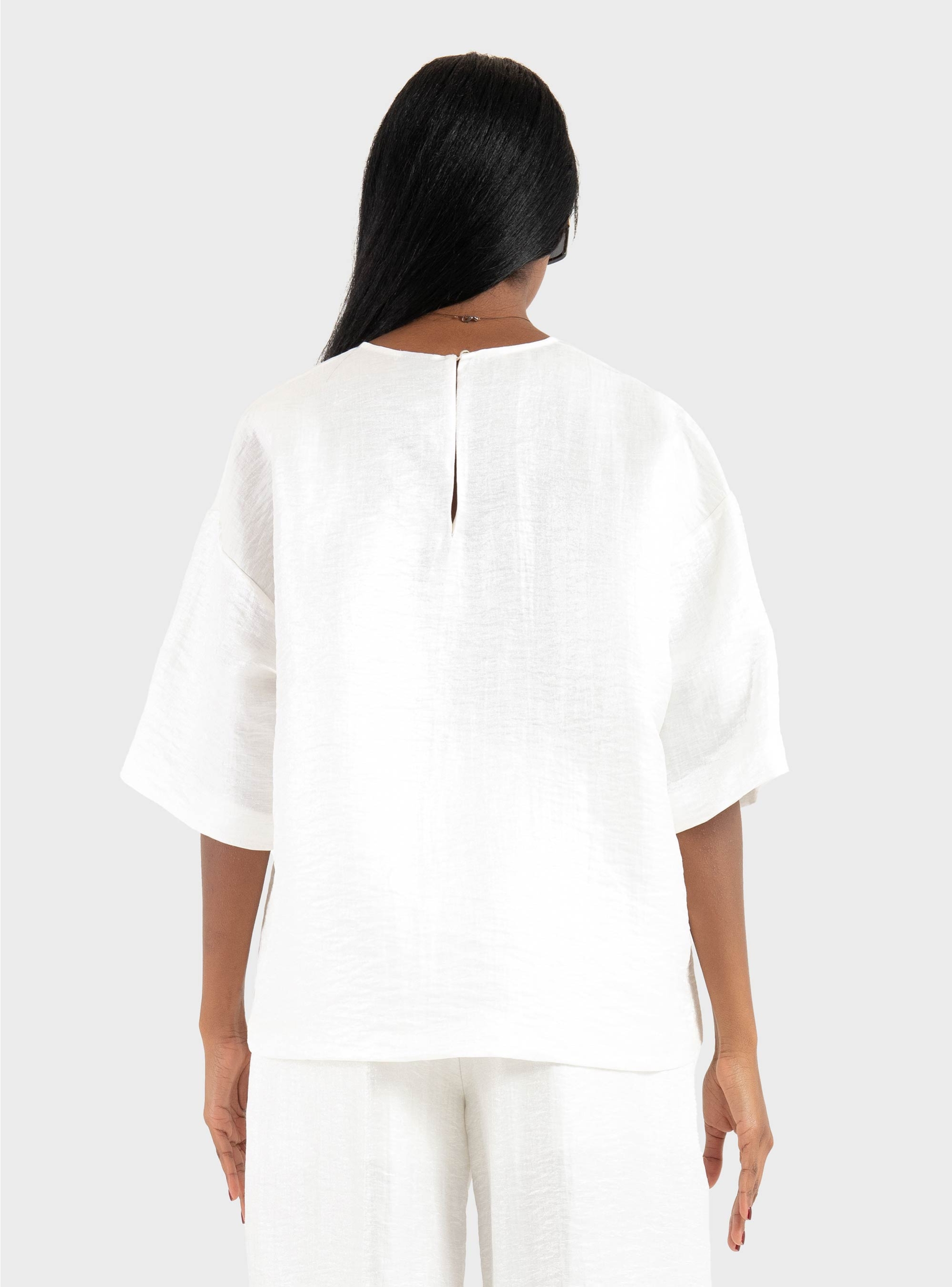 BOSS Relaxed-Fit Top In A Linen Blend Bacres - White