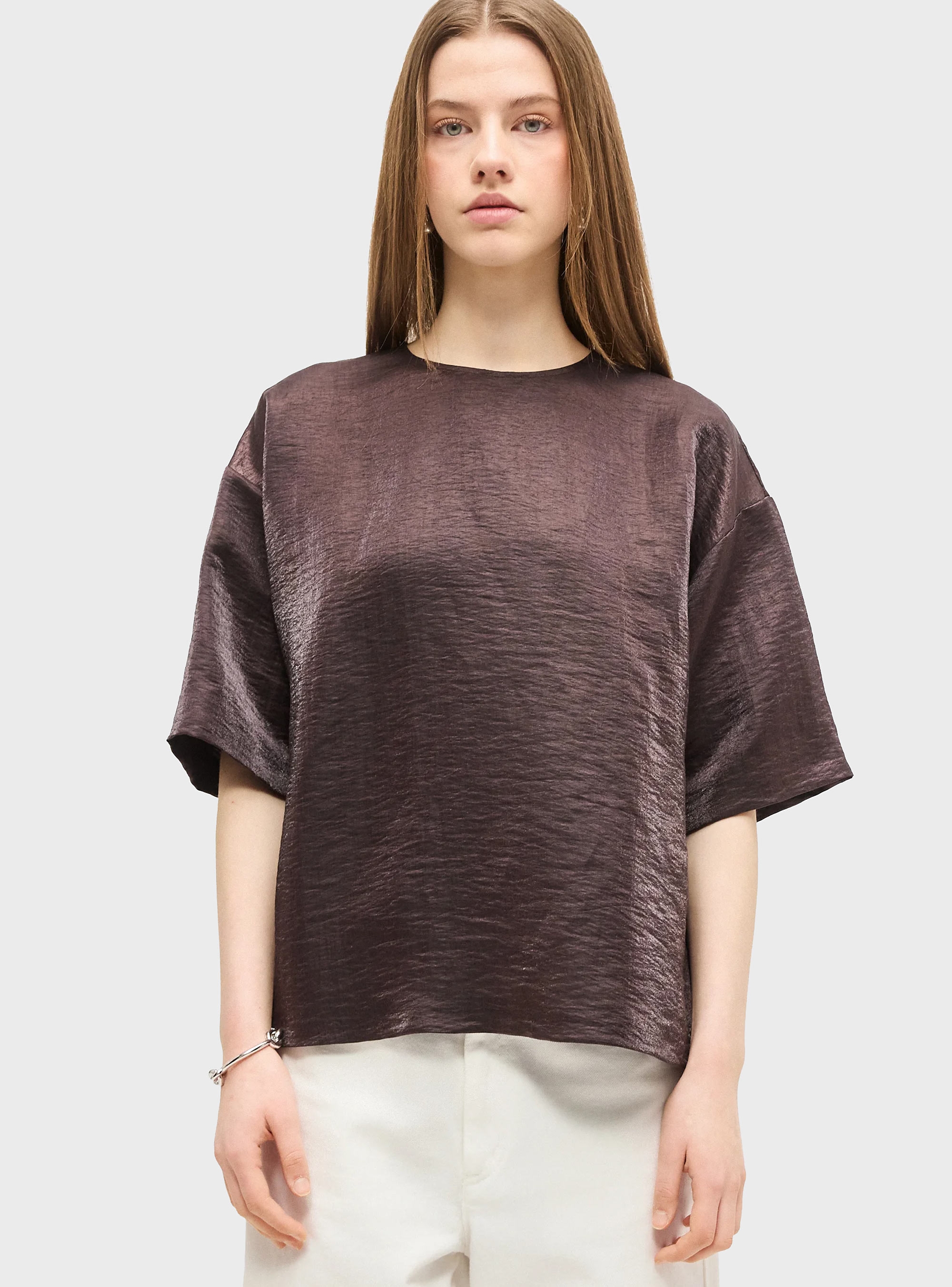 BOSS Relaxed-Fit Top In A Linen Blend Bacres - Dark Brown