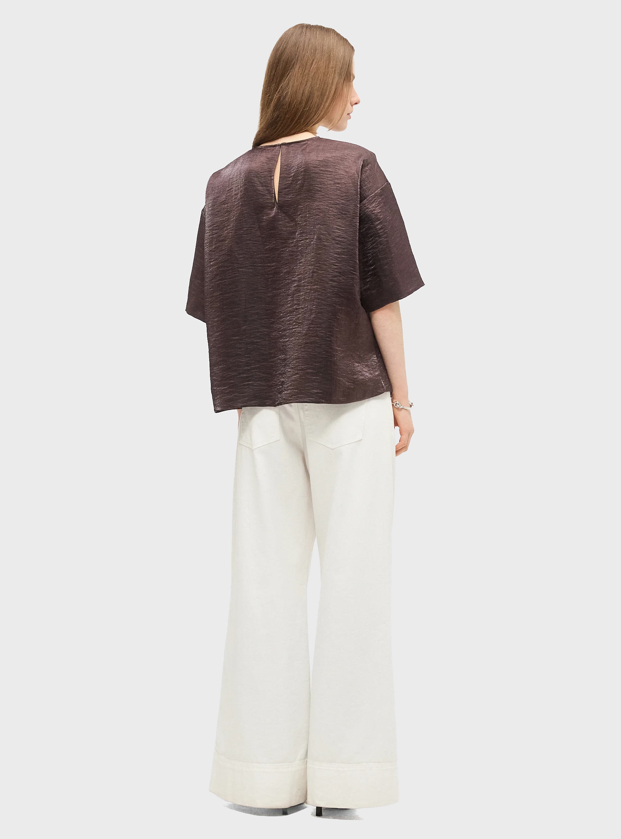 BOSS Relaxed-Fit Top In A Linen Blend Bacres - Dark Brown