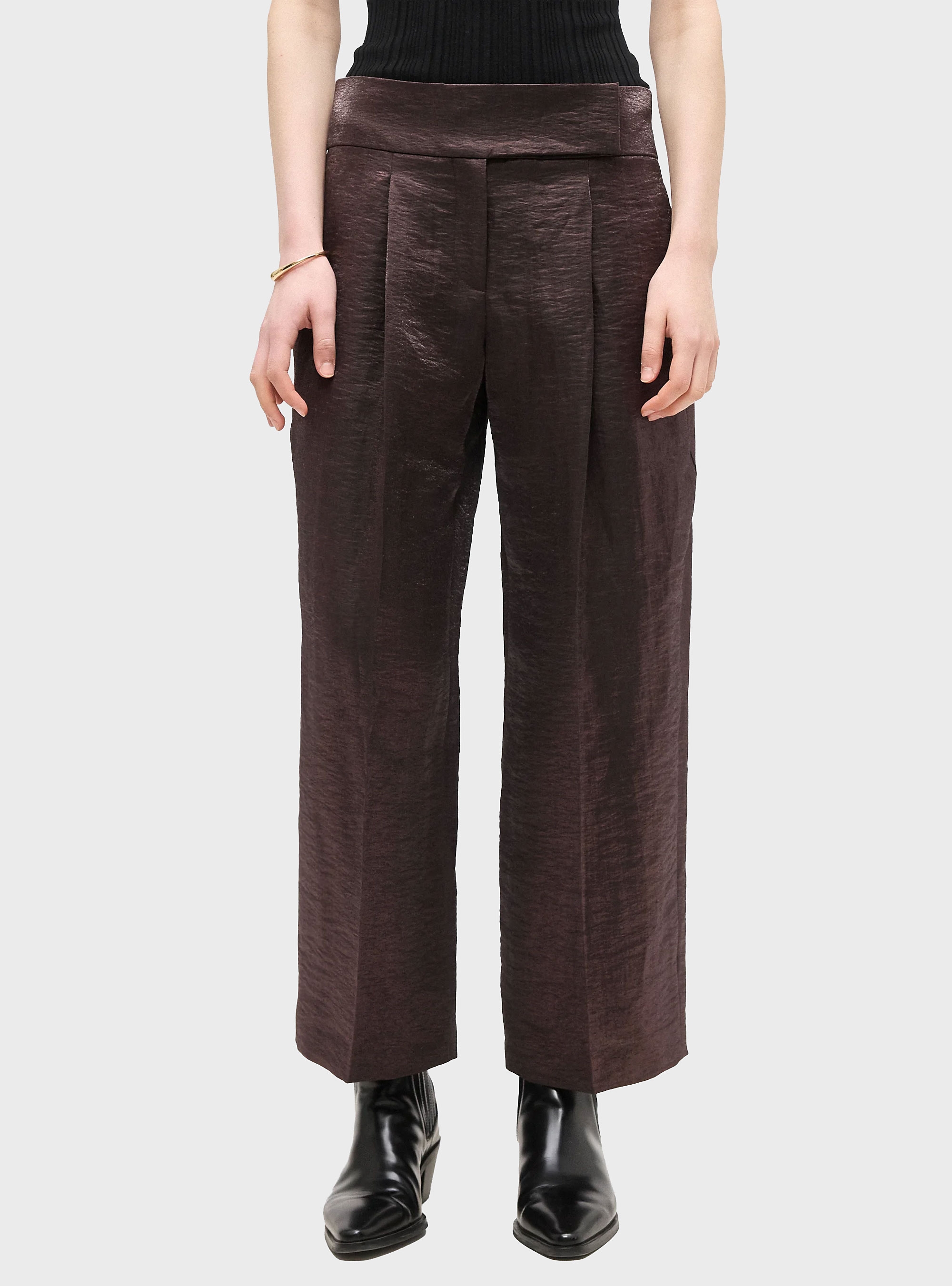 BOSS Regular-Fit Trousers In A Linen Blend  Tacres - Dark Brown