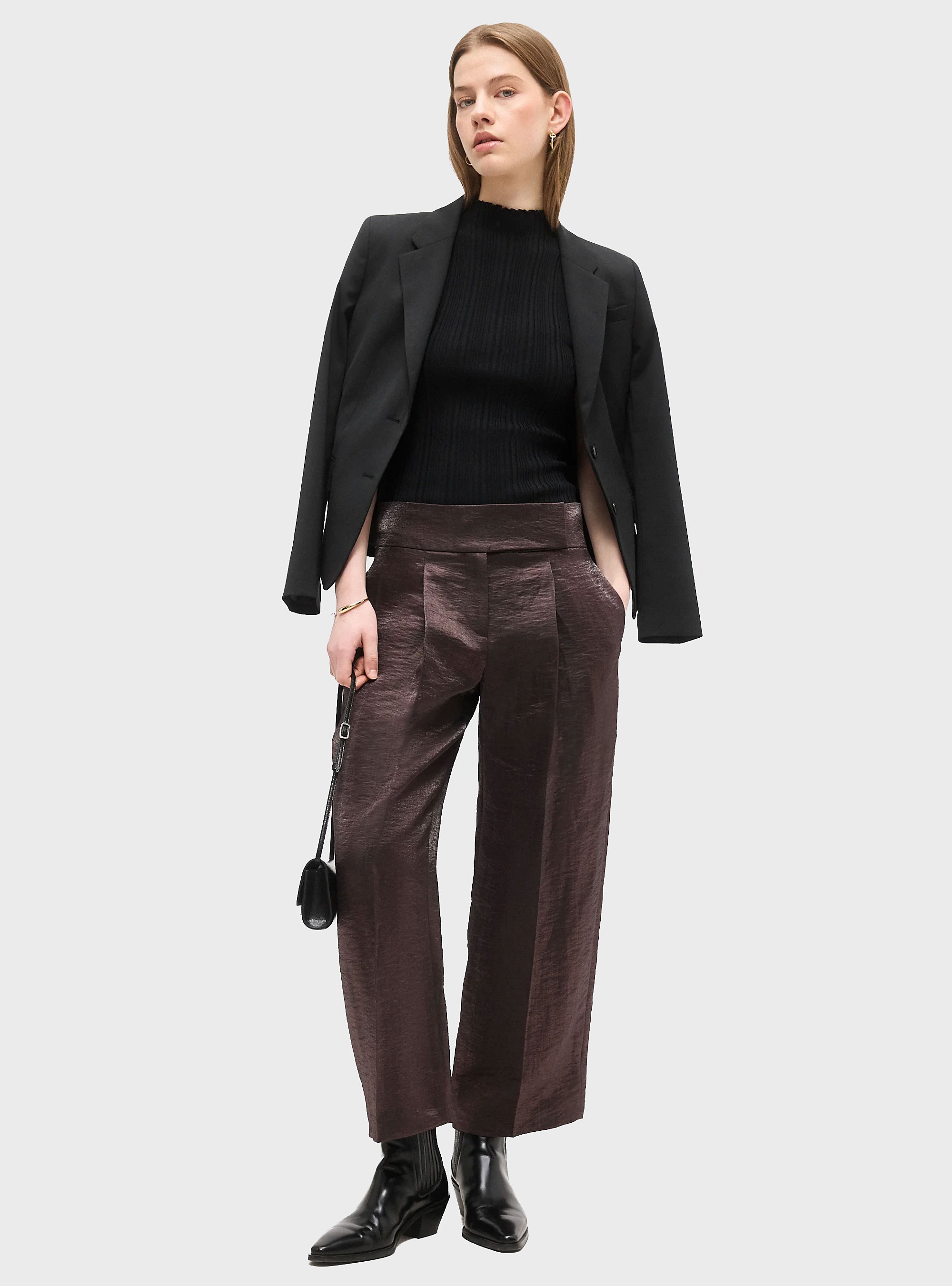 BOSS Regular-Fit Trousers In A Linen Blend  Tacres - Dark Brown