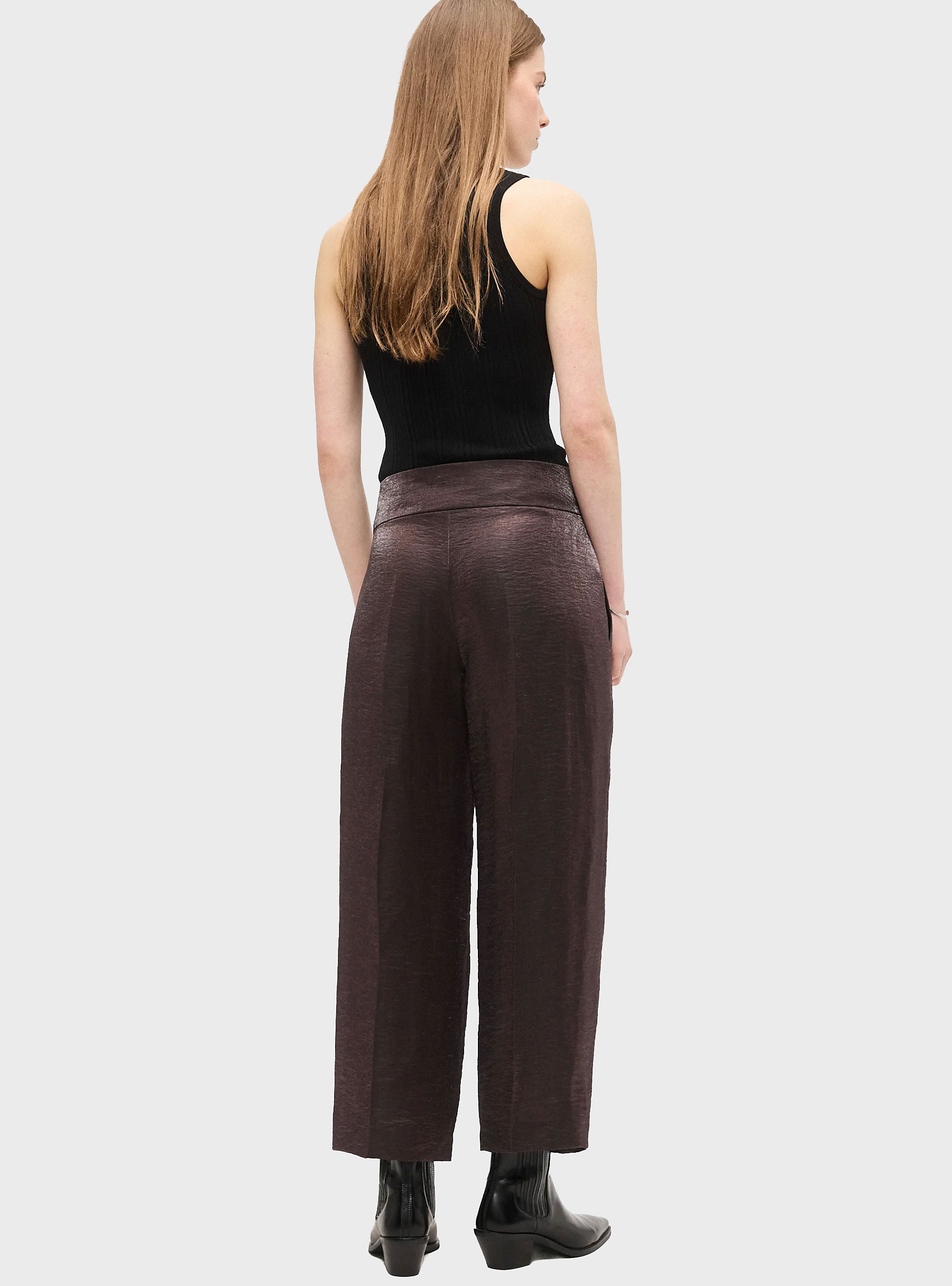 BOSS Regular-Fit Trousers In A Linen Blend  Tacres - Dark Brown