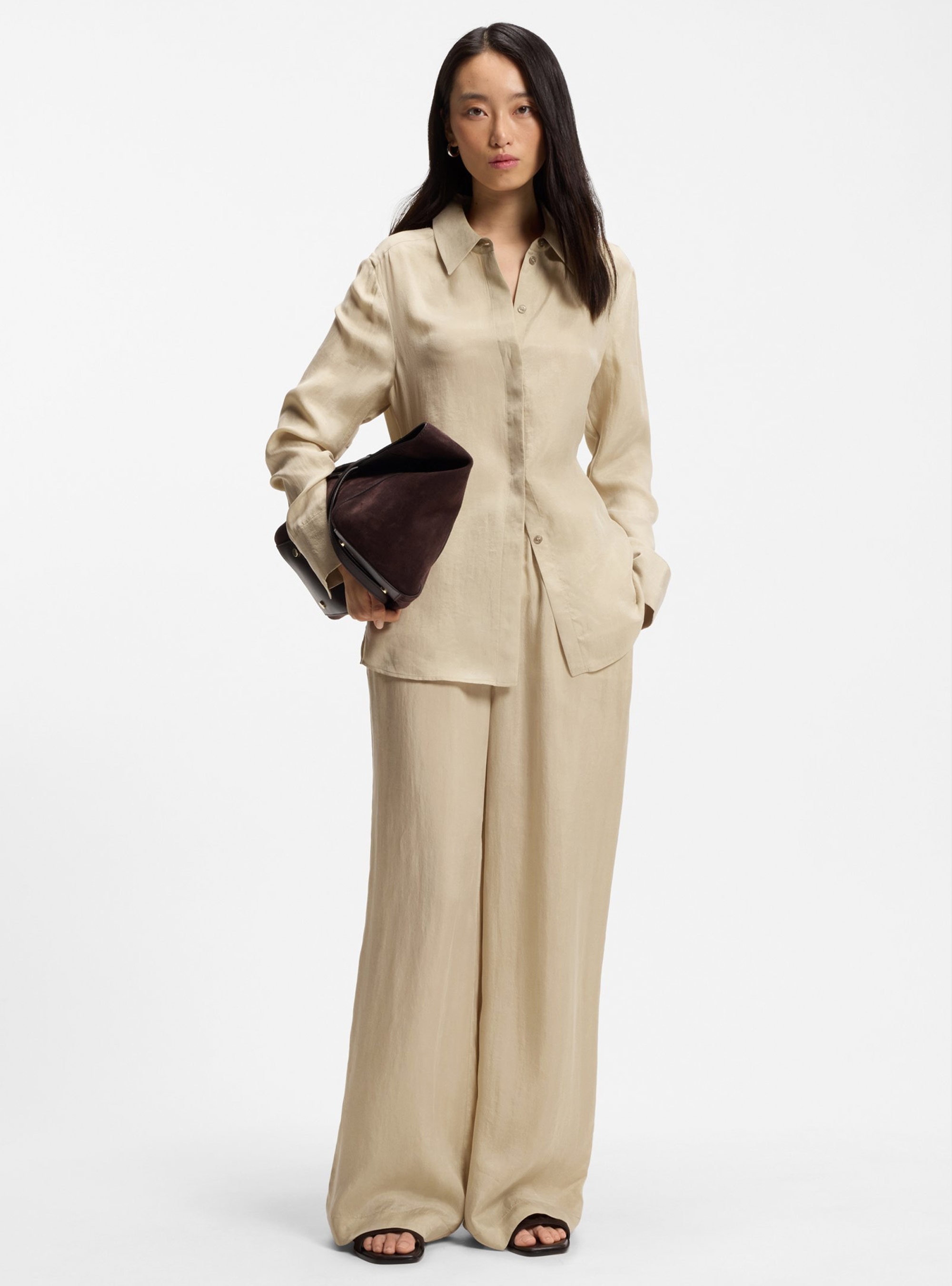 BOSS Relaxed-Fit Trousers With Drawcord Waist Tavati2 - Beige