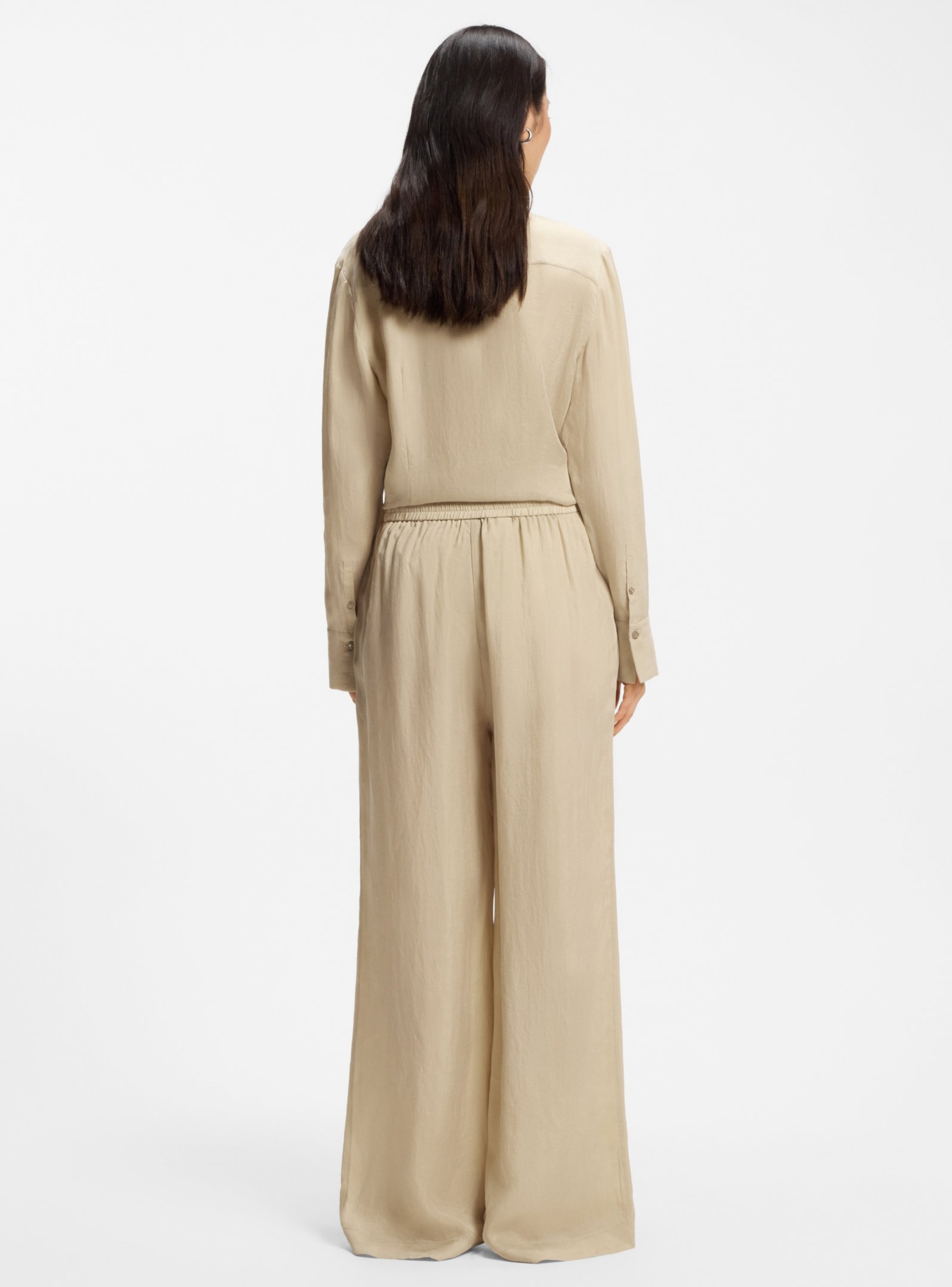 BOSS Relaxed-Fit Trousers With Drawcord Waist Tavati2 - Beige