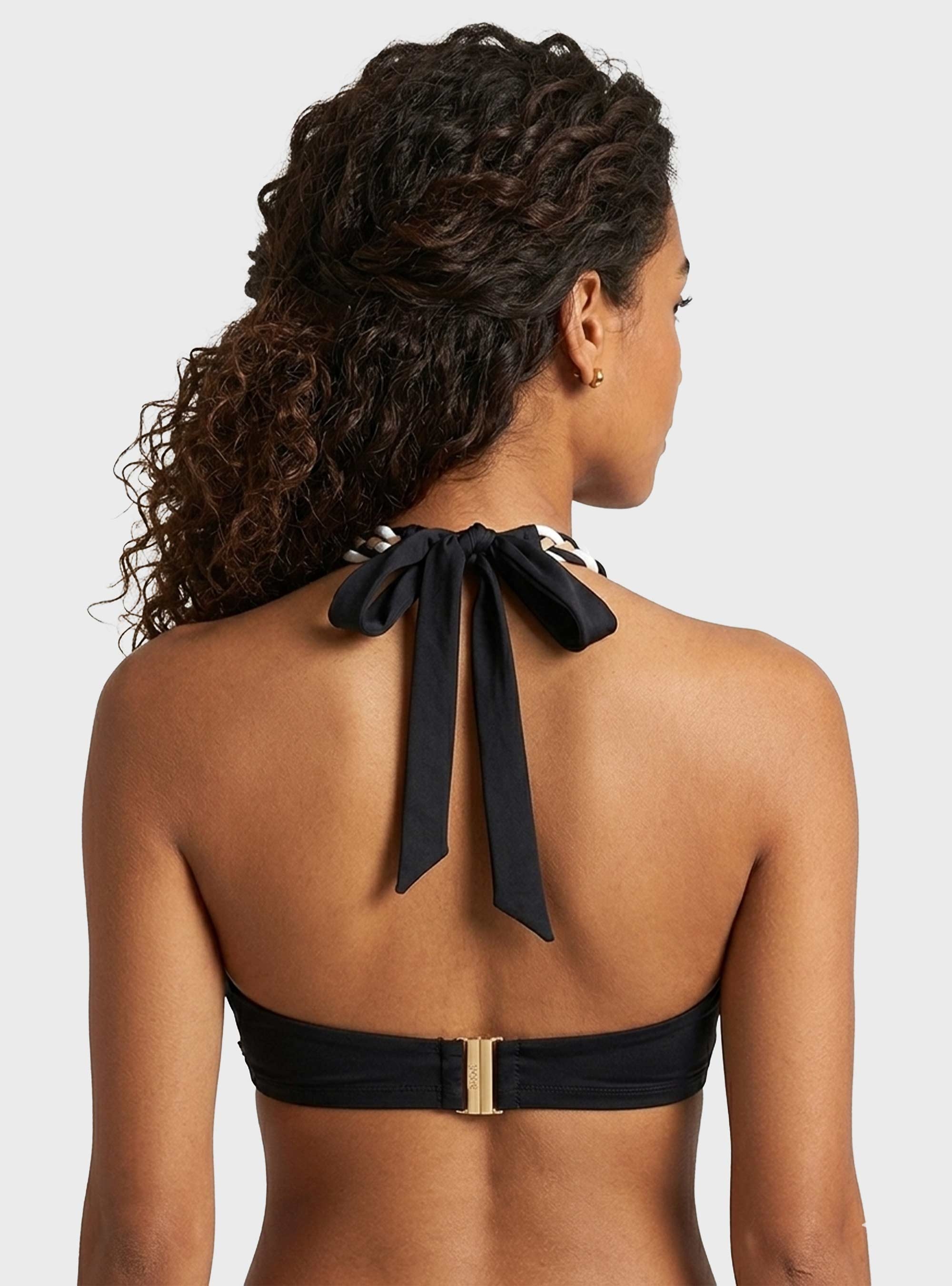 BOSS Bikini Top With Braided Signature-Stripe Waistband BRALETTE_BOSS BRAID - Black