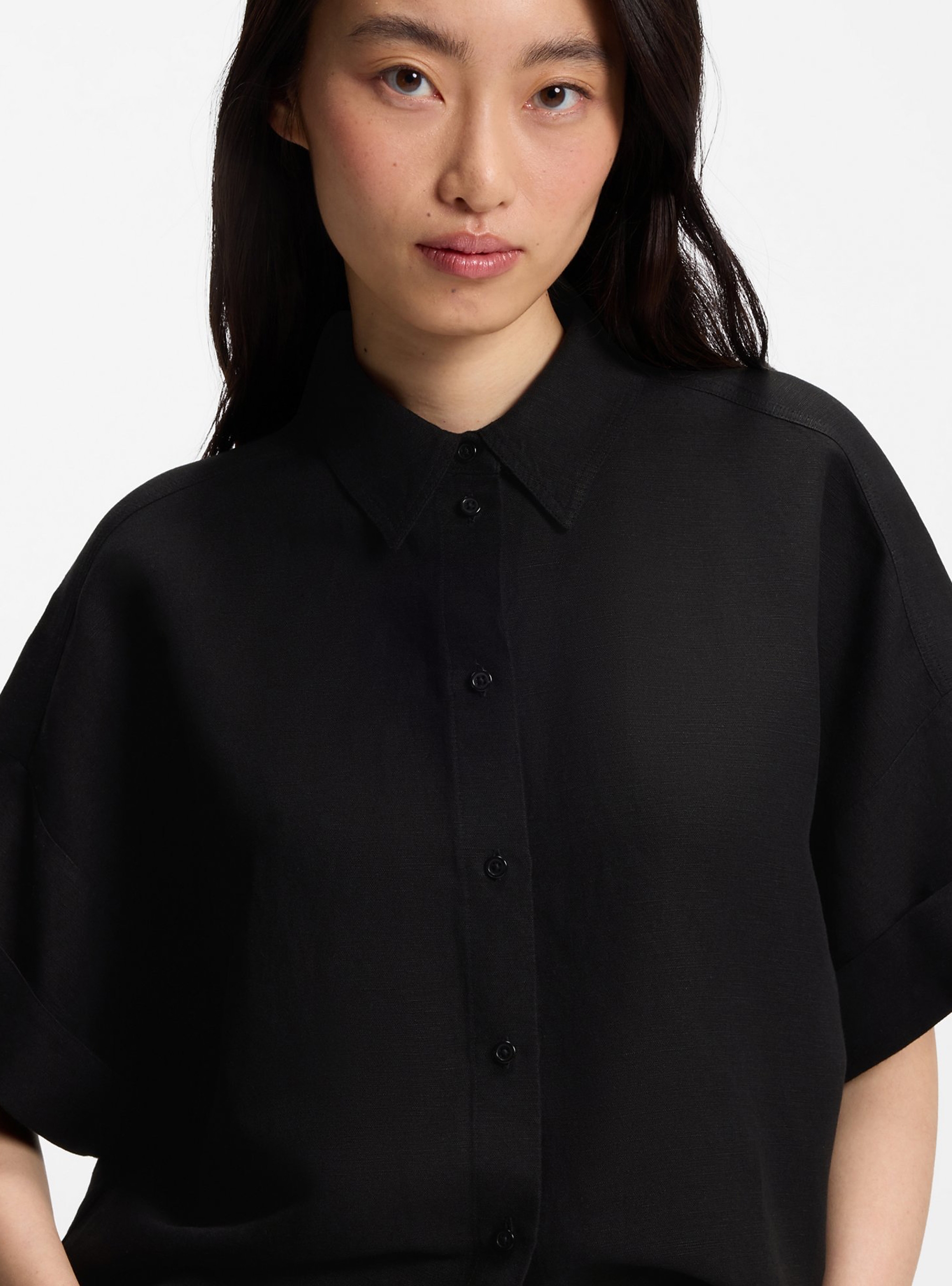BOSS Regular-Fit Shirt With Rolled Cuffs  C_Bisenas - Black
