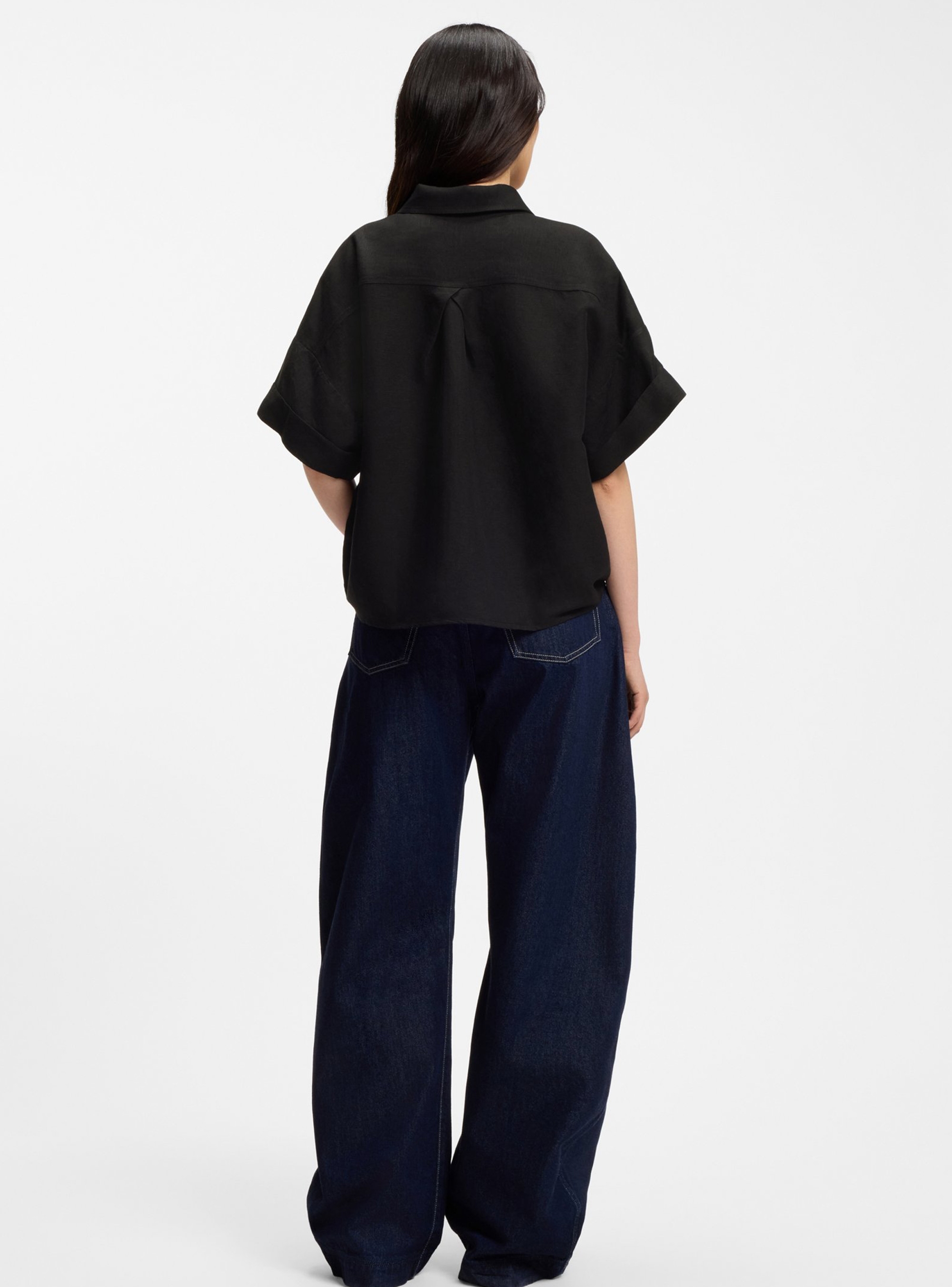 BOSS Regular-Fit Shirt With Rolled Cuffs  C_Bisenas - Black