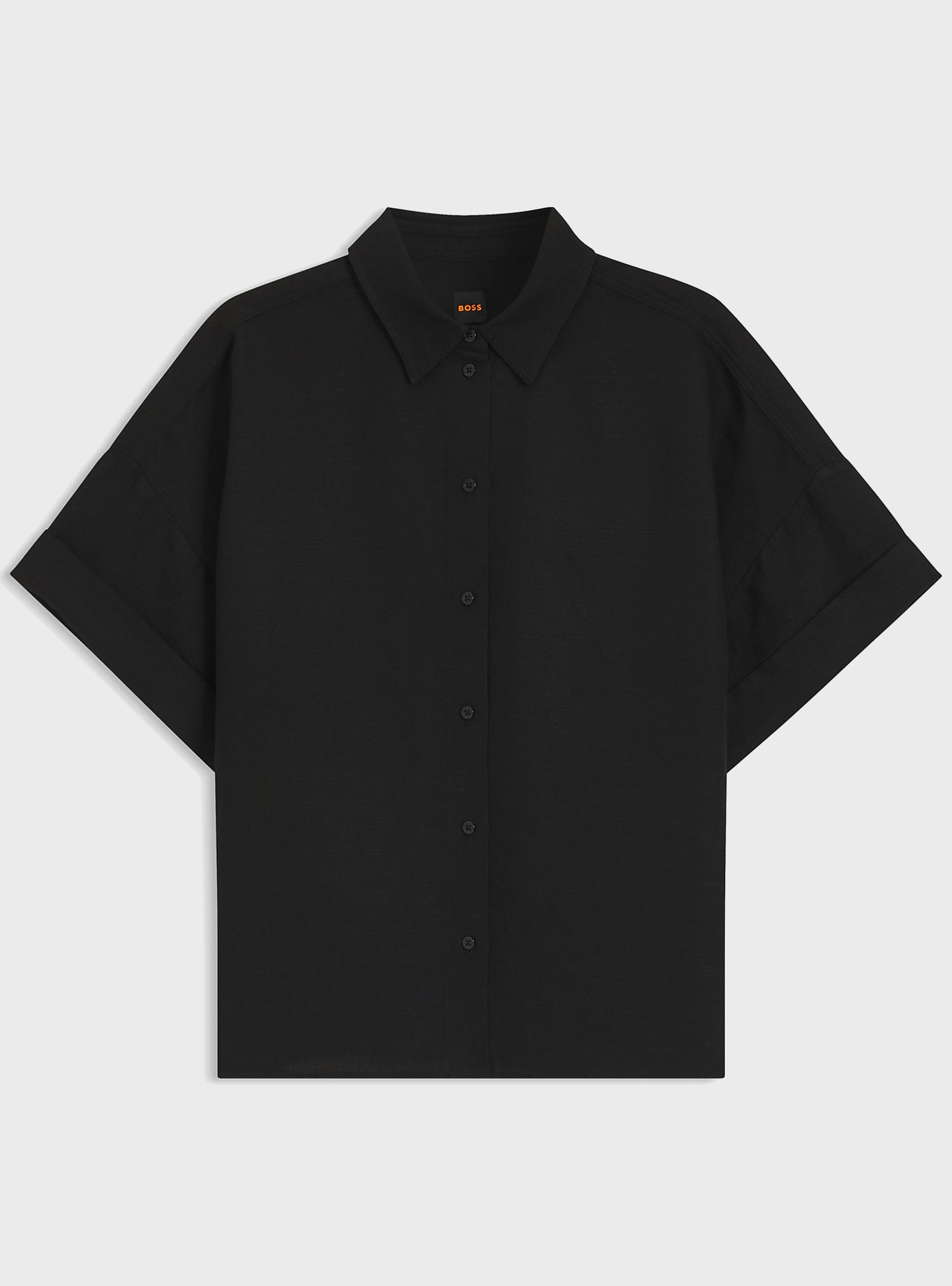 BOSS Regular-Fit Shirt With Rolled Cuffs  C_Bisenas - Black