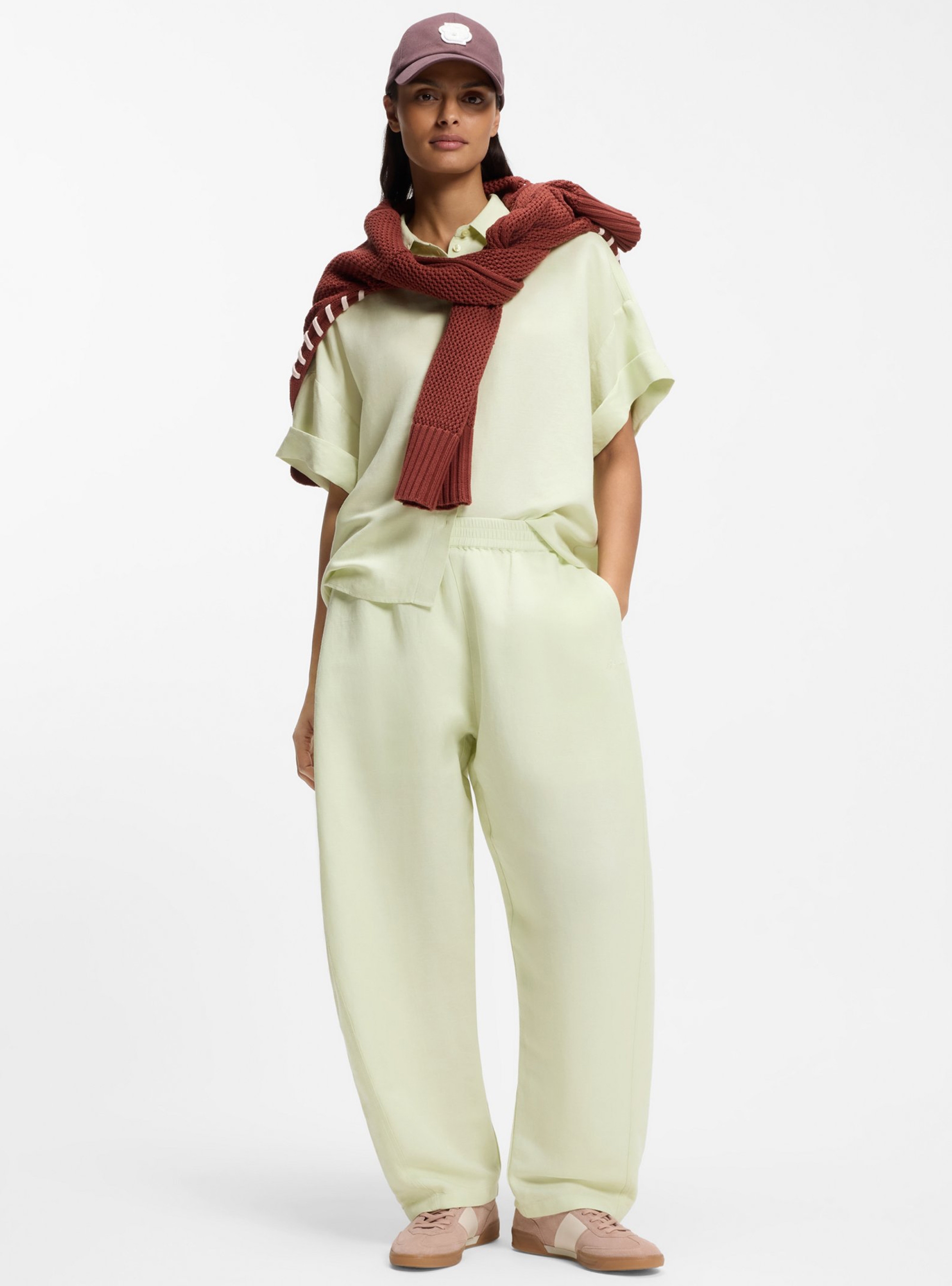 BOSS Balloon-Leg Trousers With Elasticated Waist  C_Talinen - Pale Green