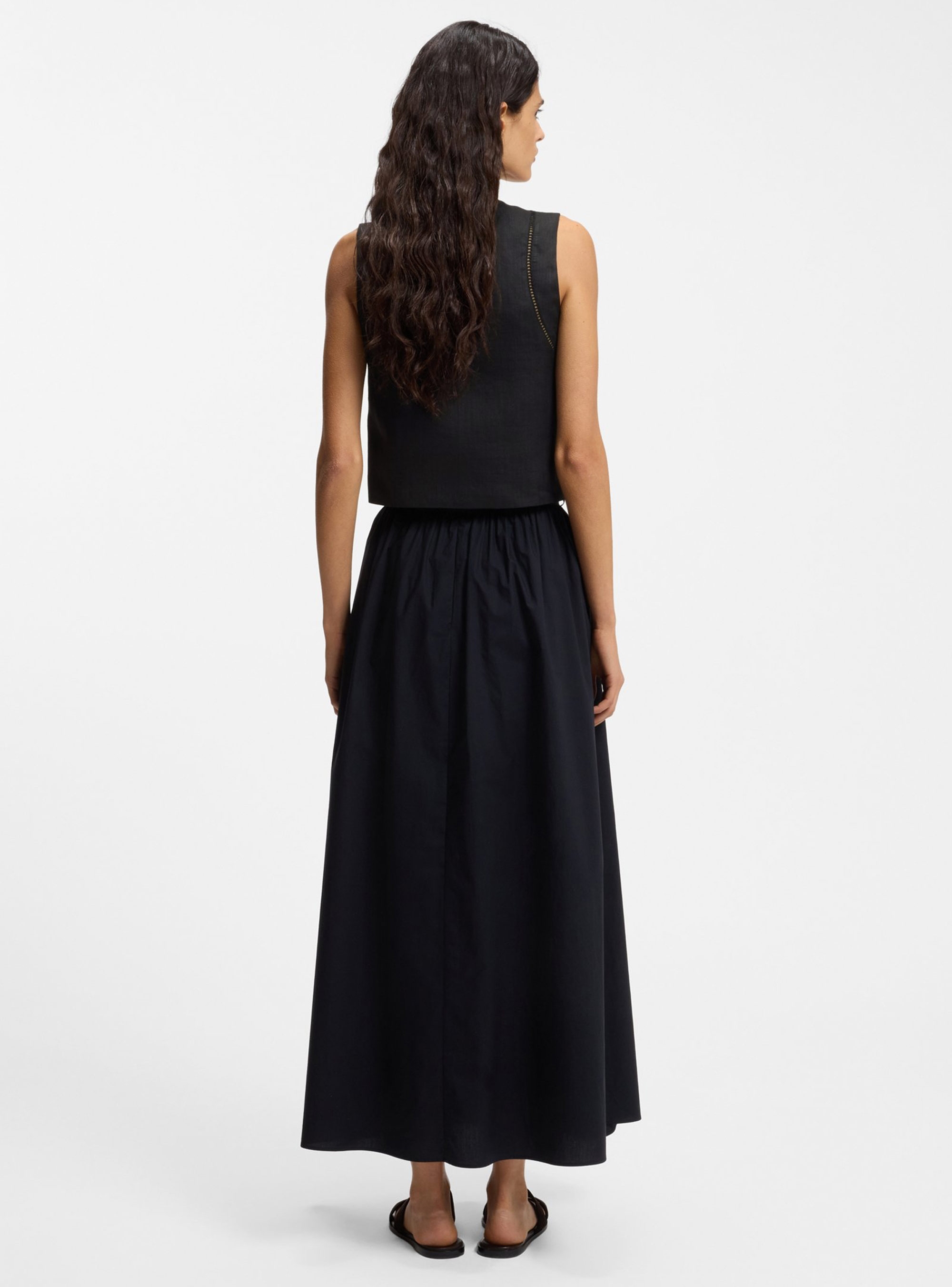BOSS Embroidered Waistcoat With Tie Closure  C_Irika - Black