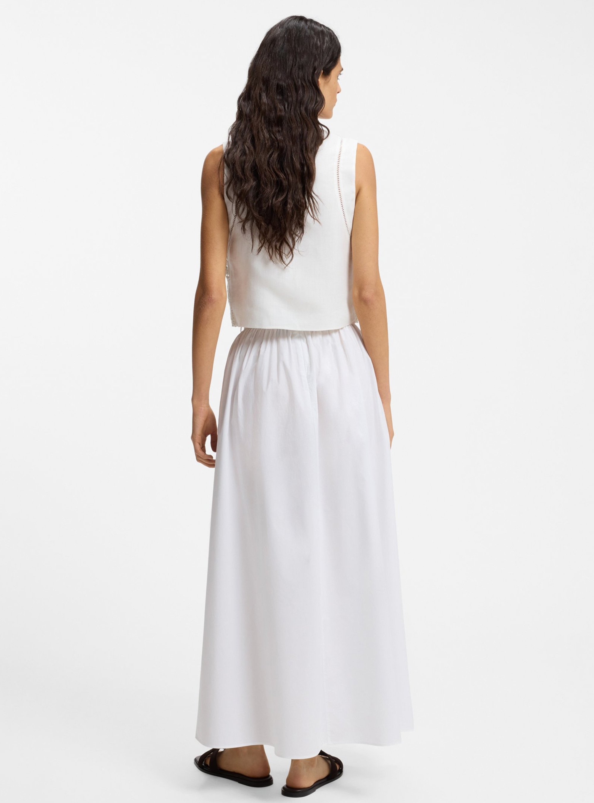 BOSS Embroidered Waistcoat With Tie Closure  C_Irika - Off White