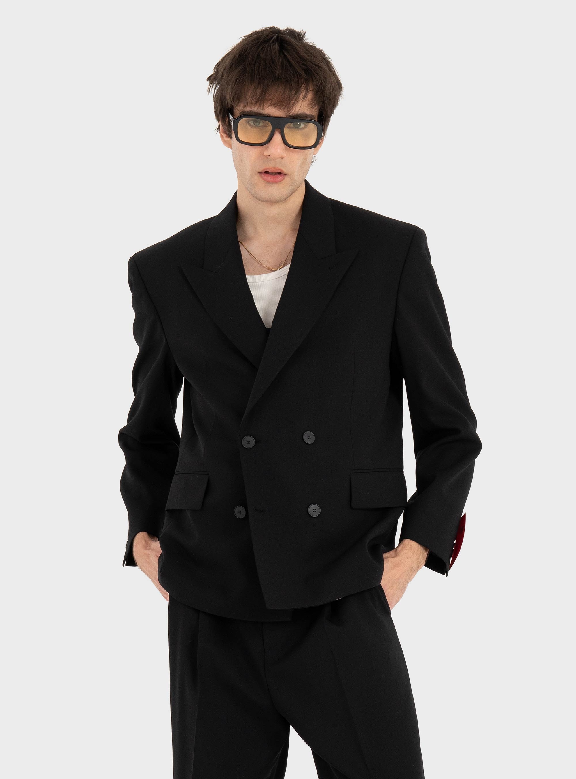 HUGO Double-Breasted Blazer In Wool-Blend Twill  Ulik262X - Black