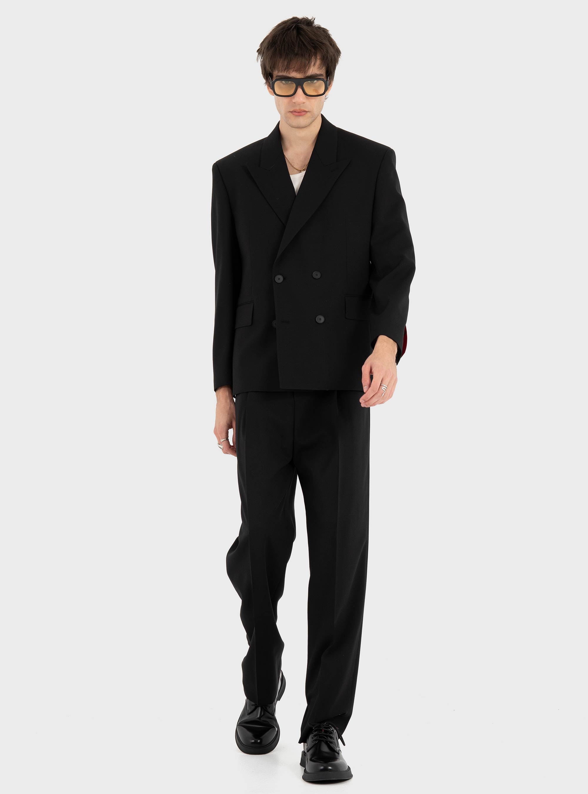HUGO Double-Breasted Blazer In Wool-Blend Twill  Ulik262X - Black