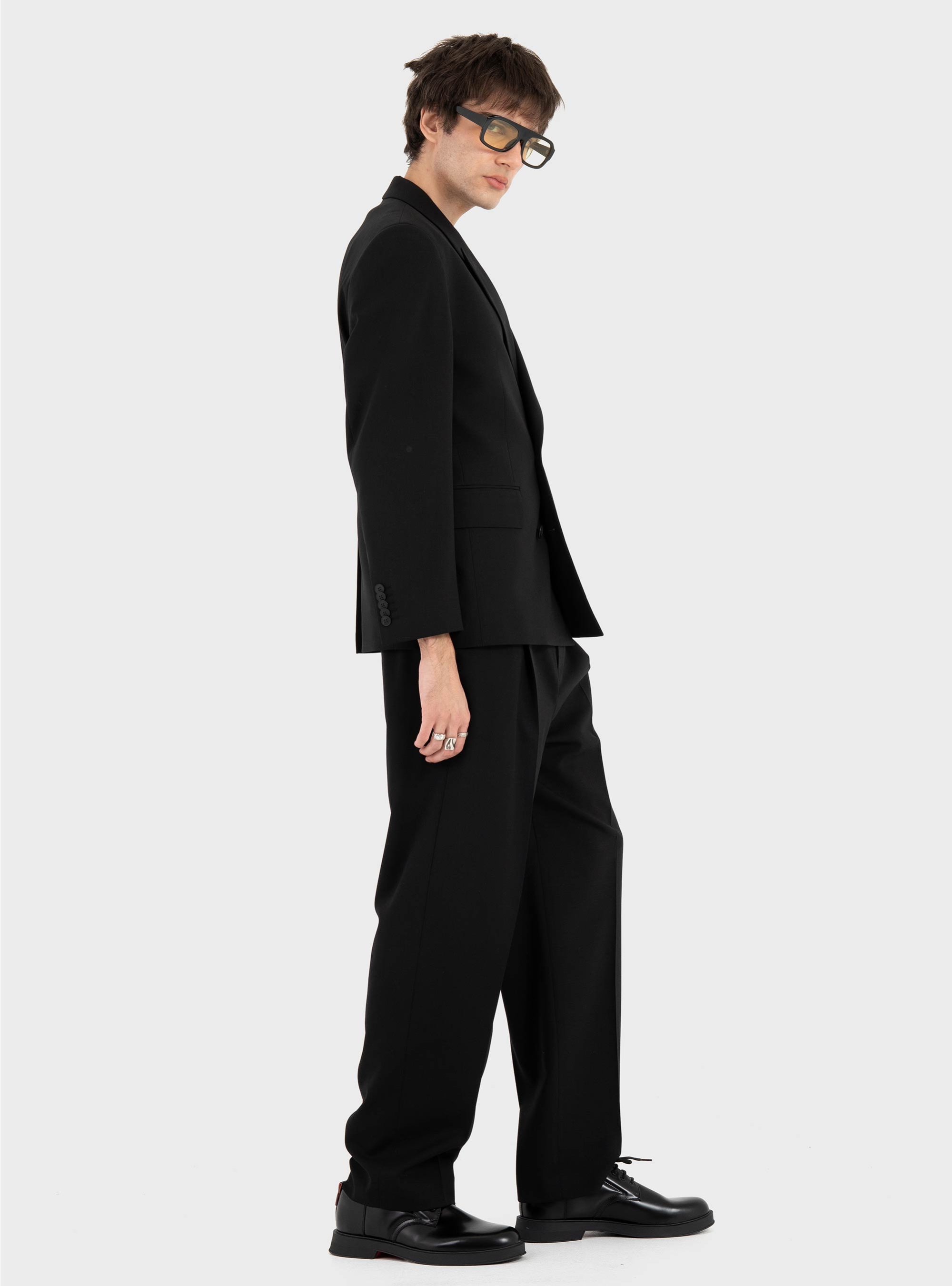 HUGO Double-Breasted Blazer In Wool-Blend Twill  Ulik262X - Black