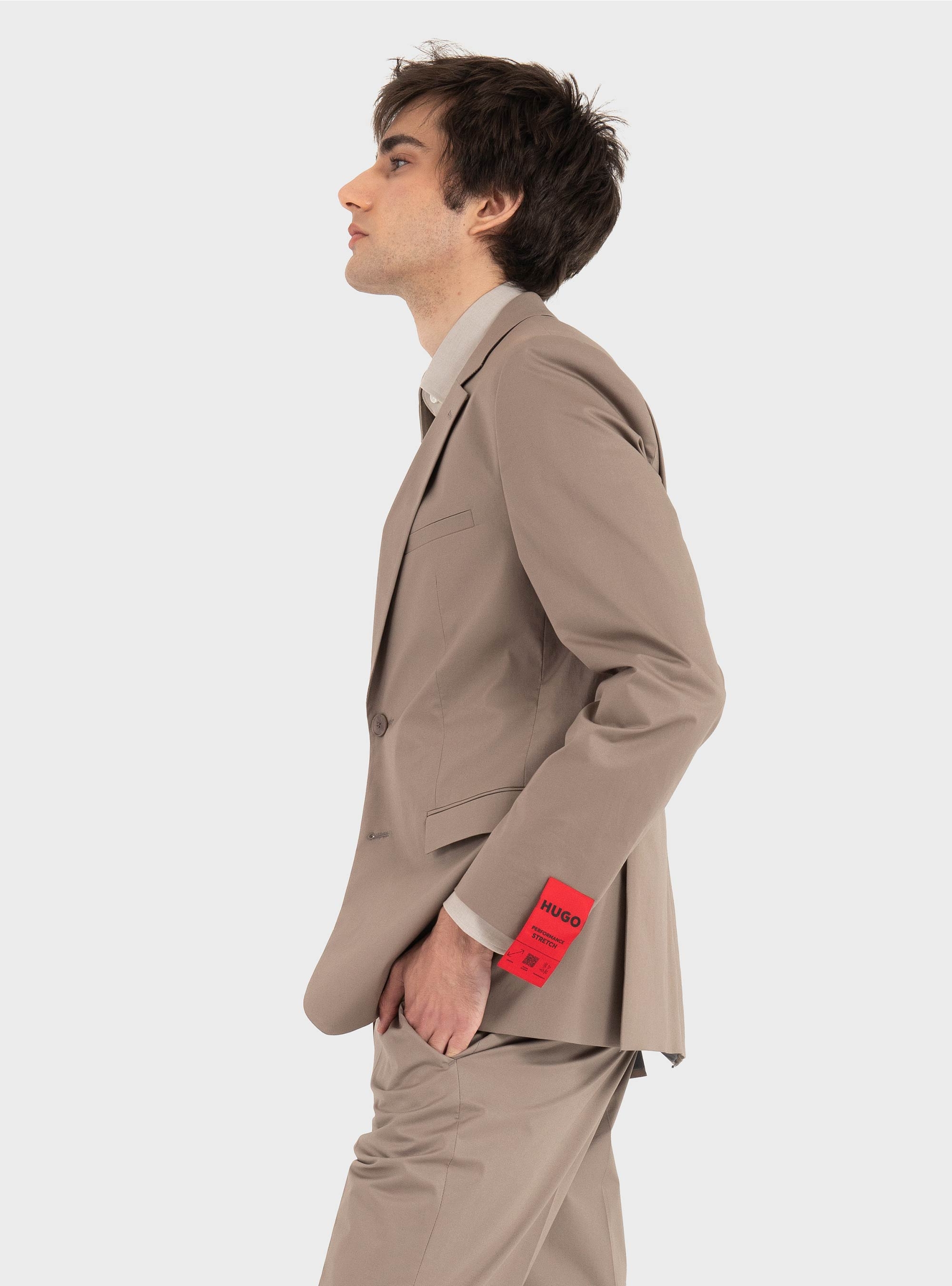HUGO Extra-Slim-Fit Blazer In A Stretch Cotton Twill Arti253X - Light Brown