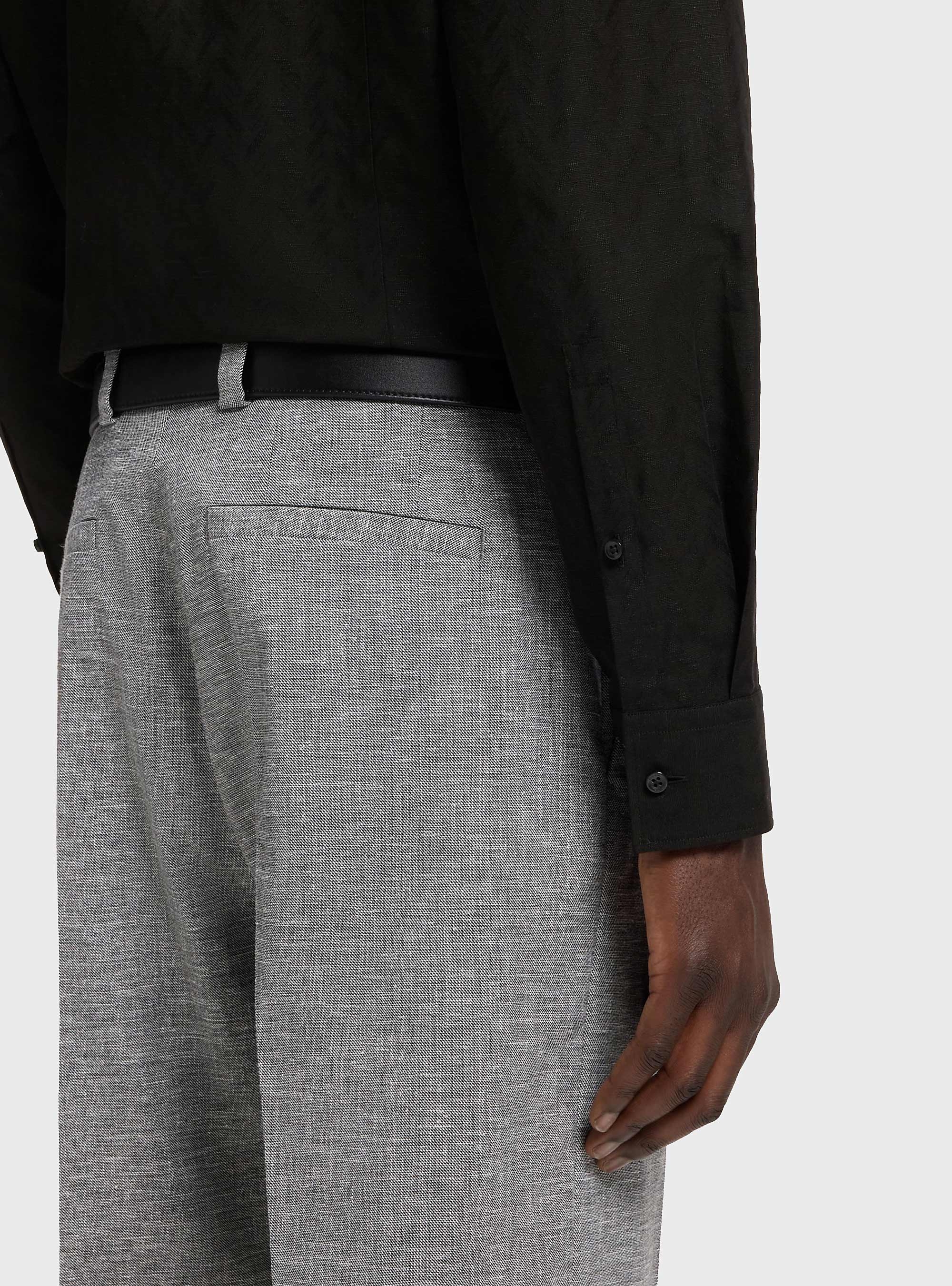 HUGO Slim-Fit Shirt In Cotton-Linen Jacquard  Kenno - Black