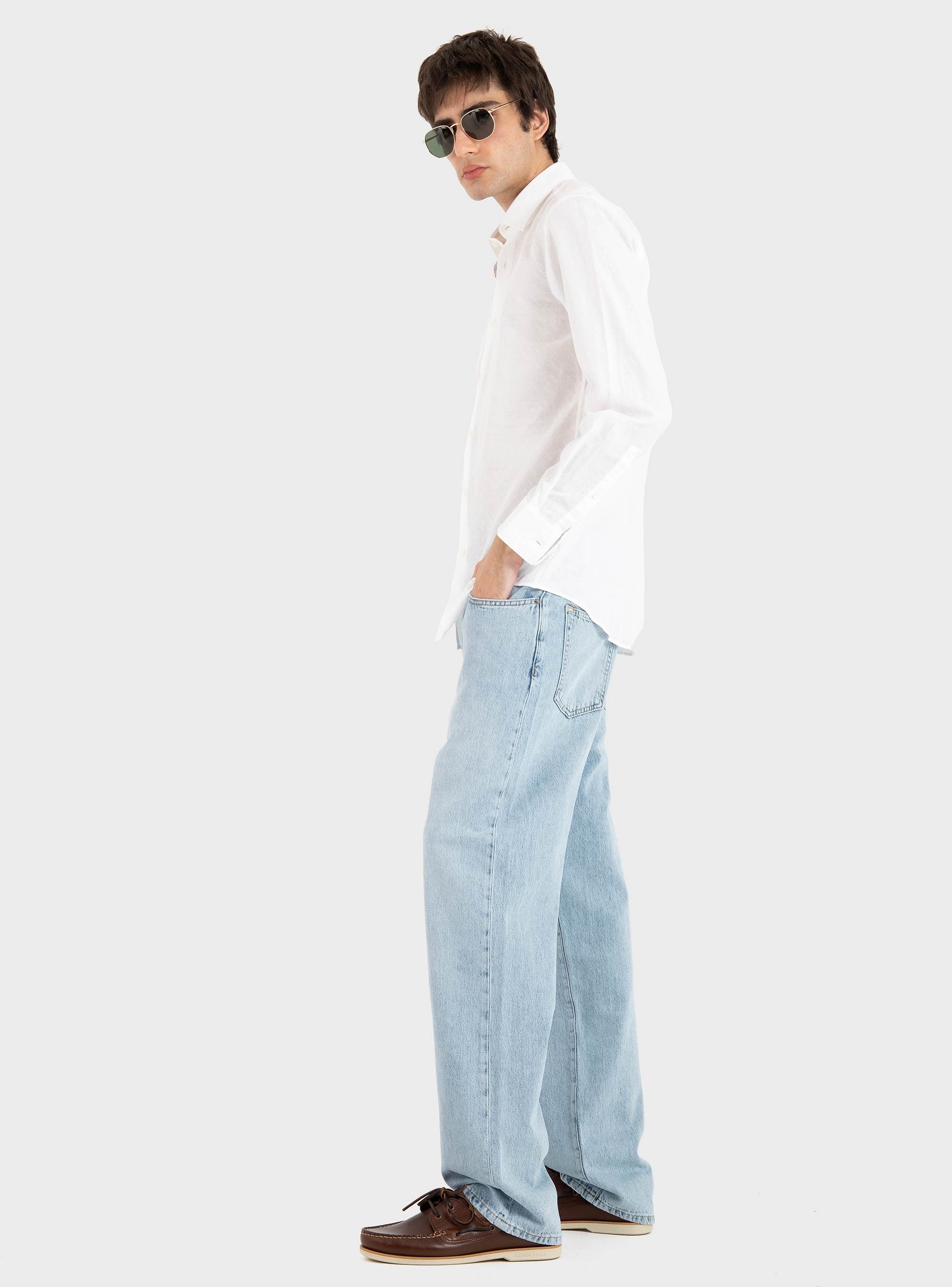 HUGO Slim-Fit Shirt In Cotton-Linen Jacquard  Kenno - White