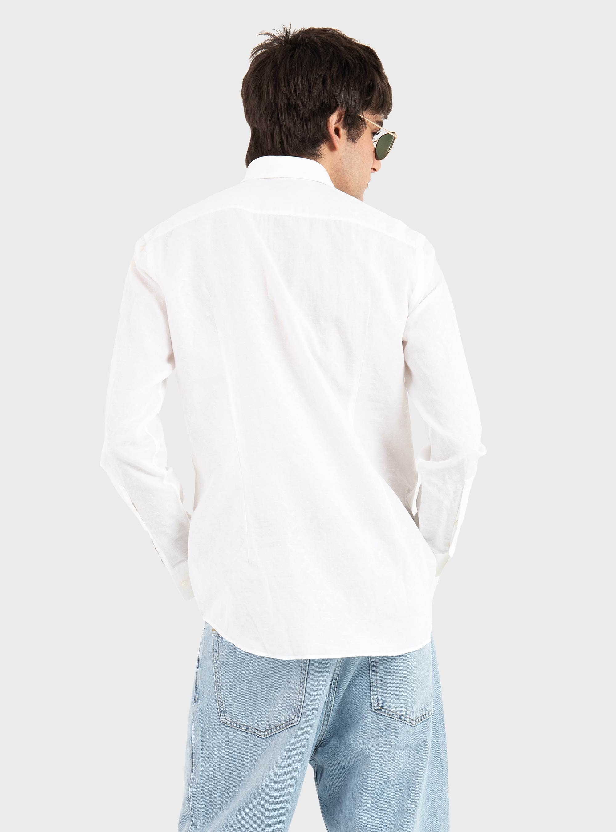 HUGO Slim-Fit Shirt In Cotton-Linen Jacquard  Kenno - White