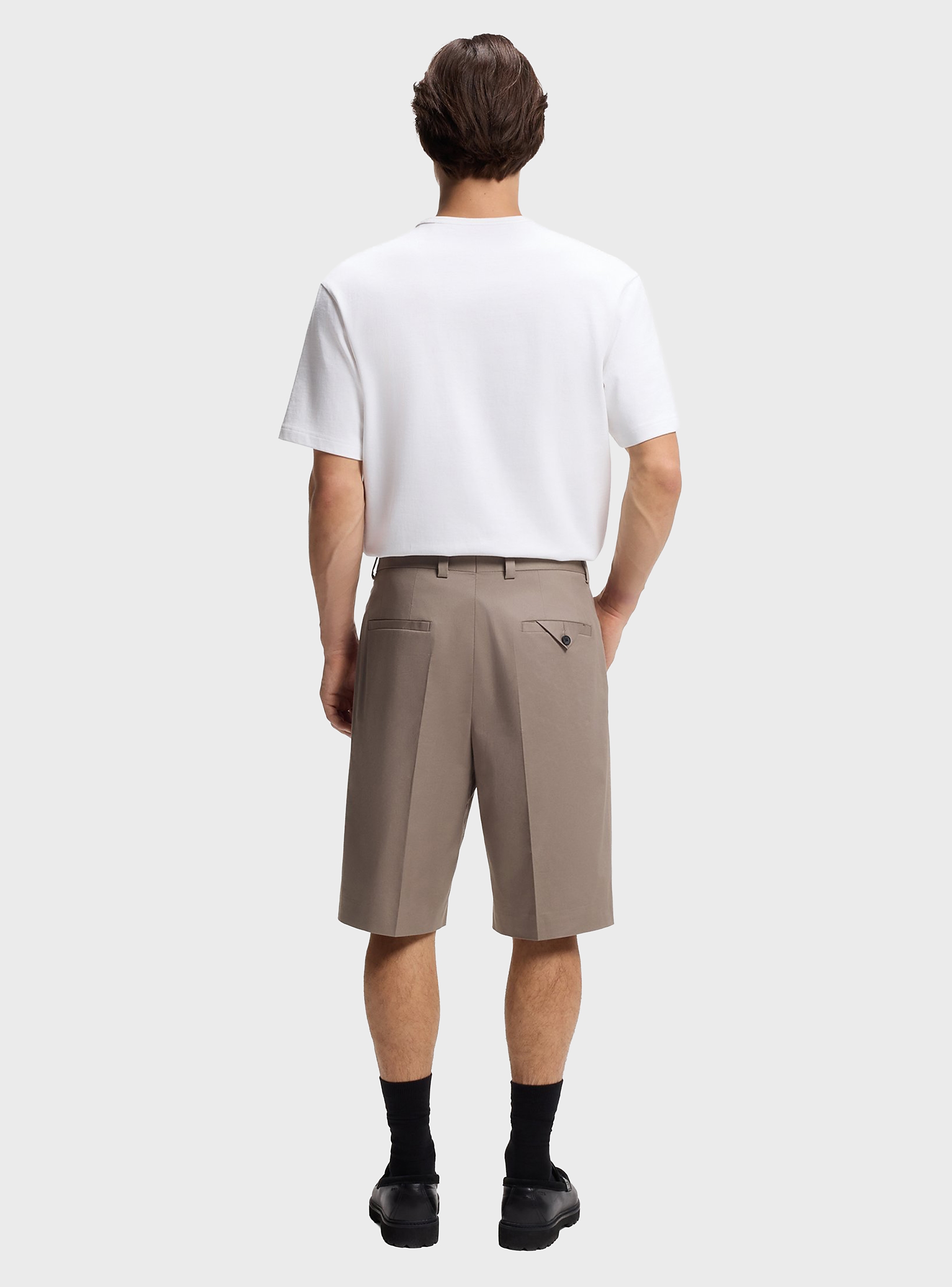 HUGO Relaxed-Fit Shorts In Stretch-Cotton Twill  Fery261X - Light Brown