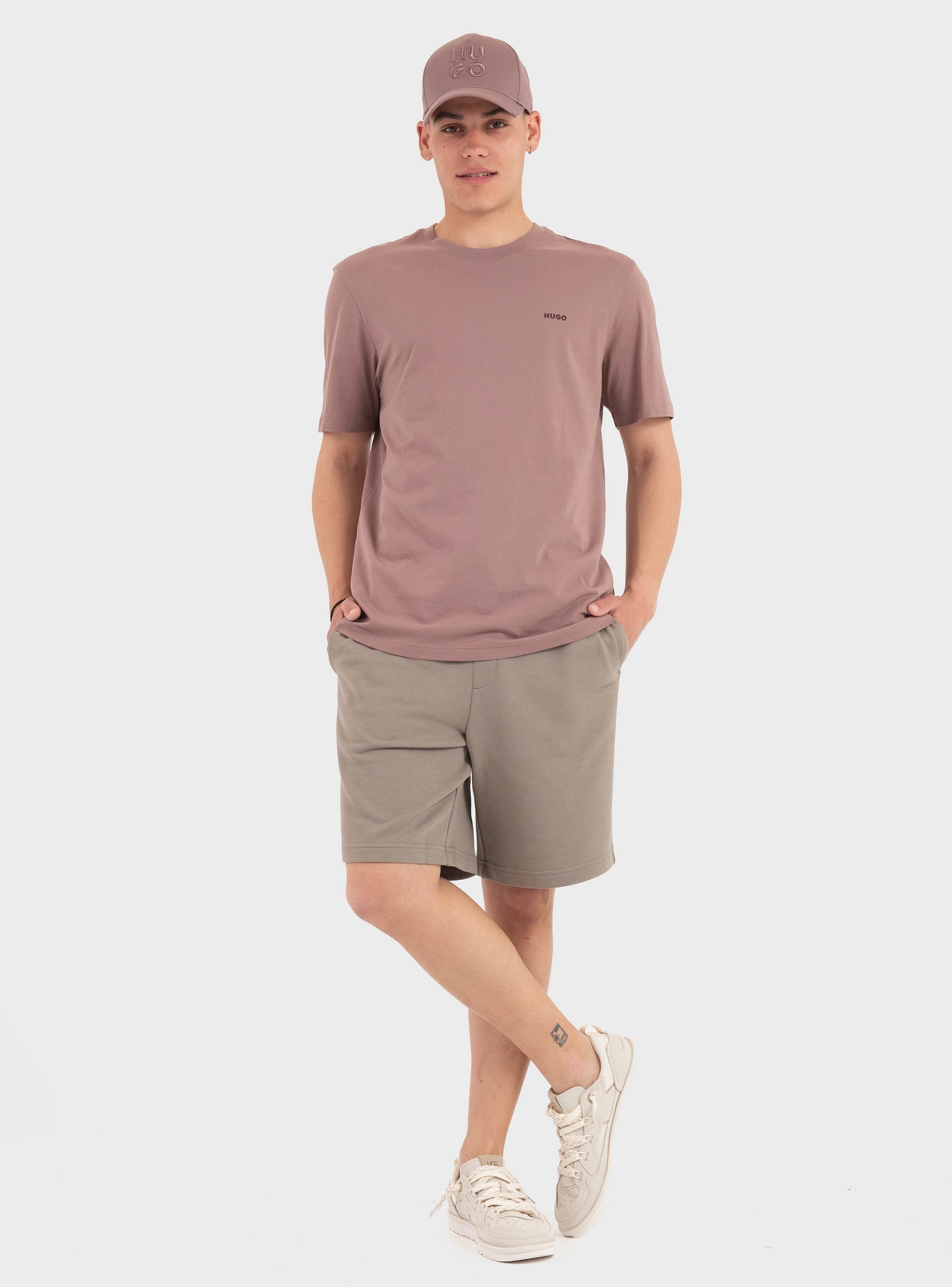 HUGO Cotton-Terry Shorts With Logo Print Dayono - Light Brown