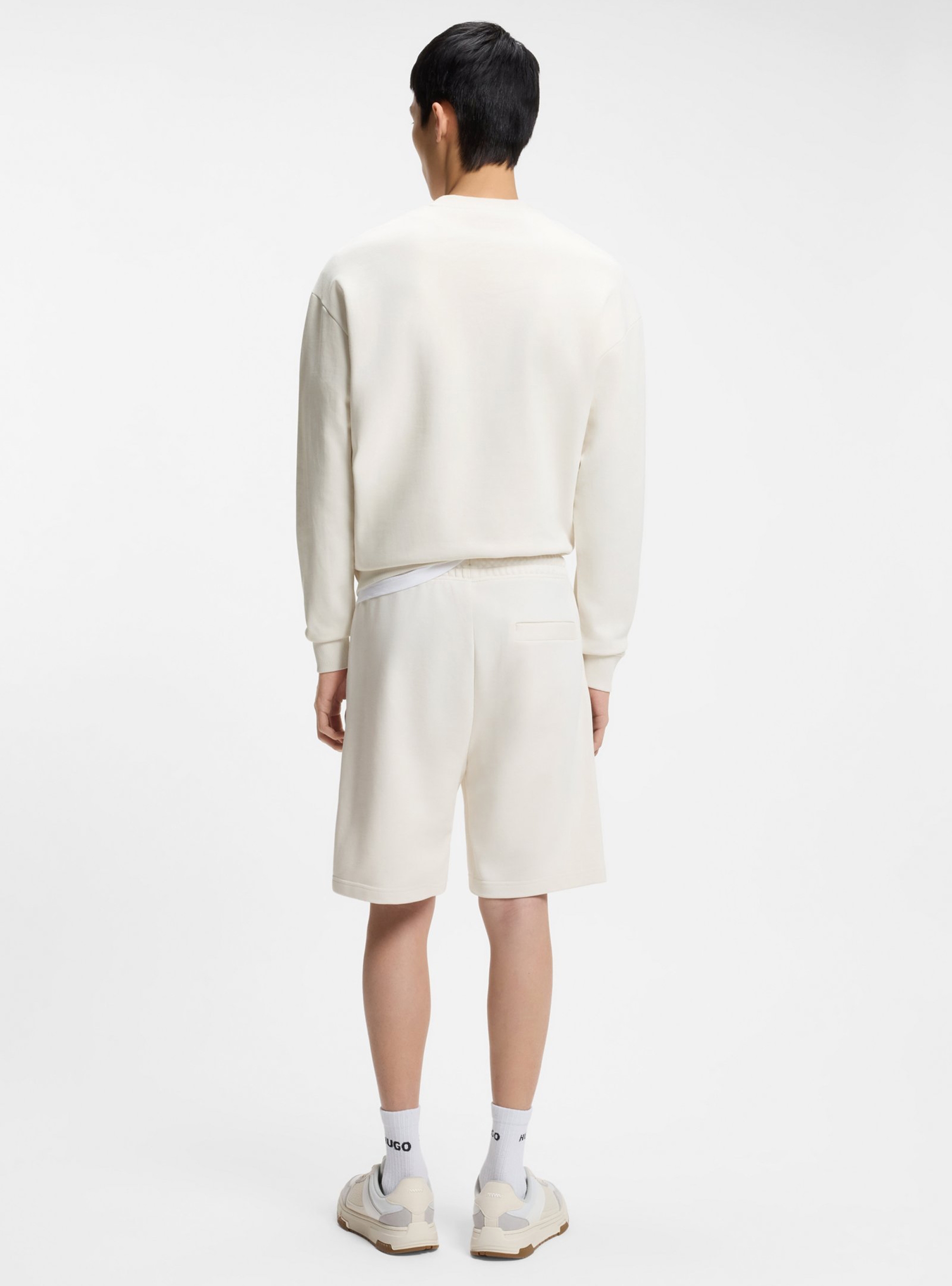HUGO Cotton-Terry Shorts With Tortoiseshell Logo  Darix - White