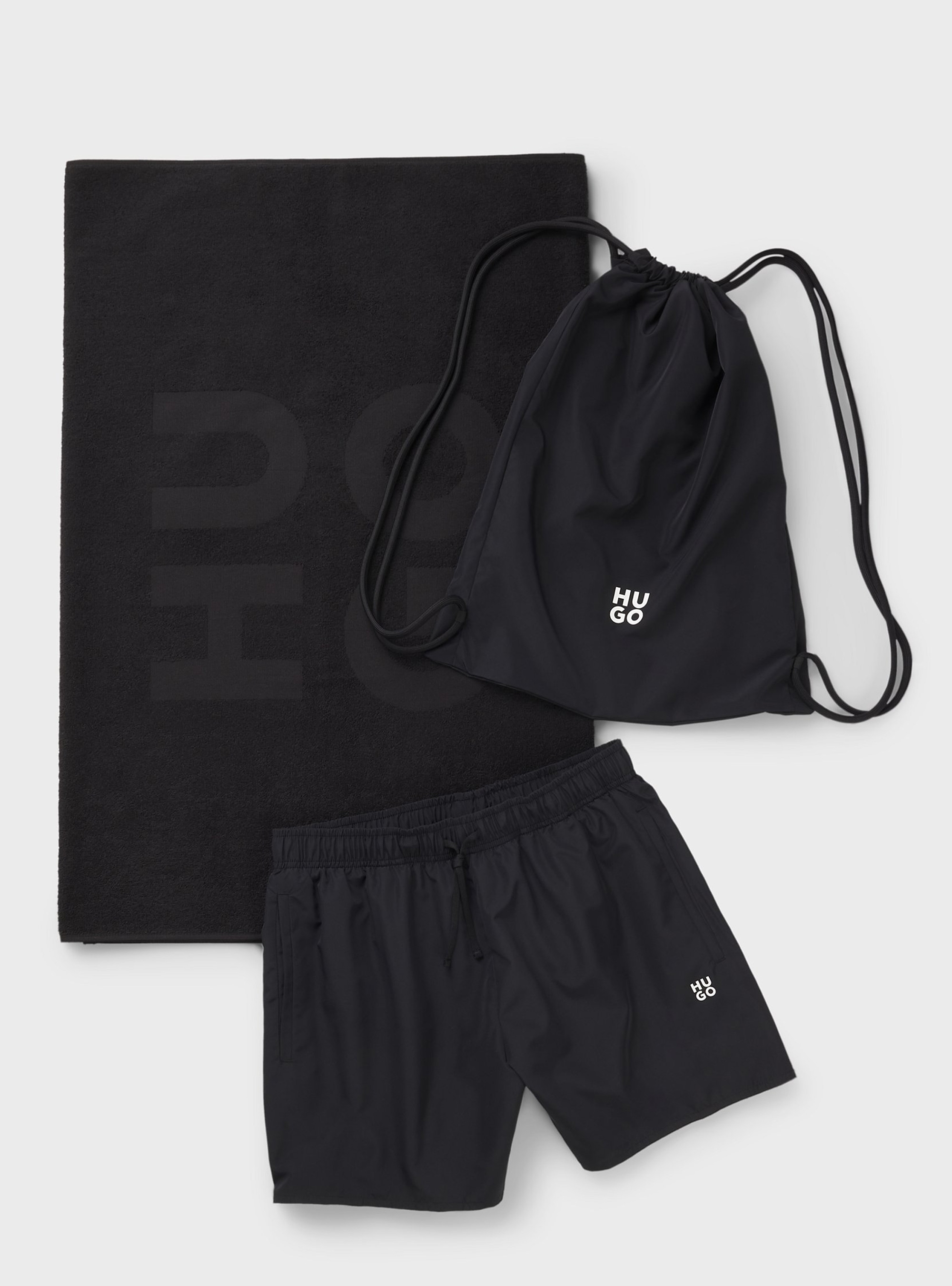 HUGO Swim Shorts, Beach Towel And Bag Set  CRUISE Y - Black