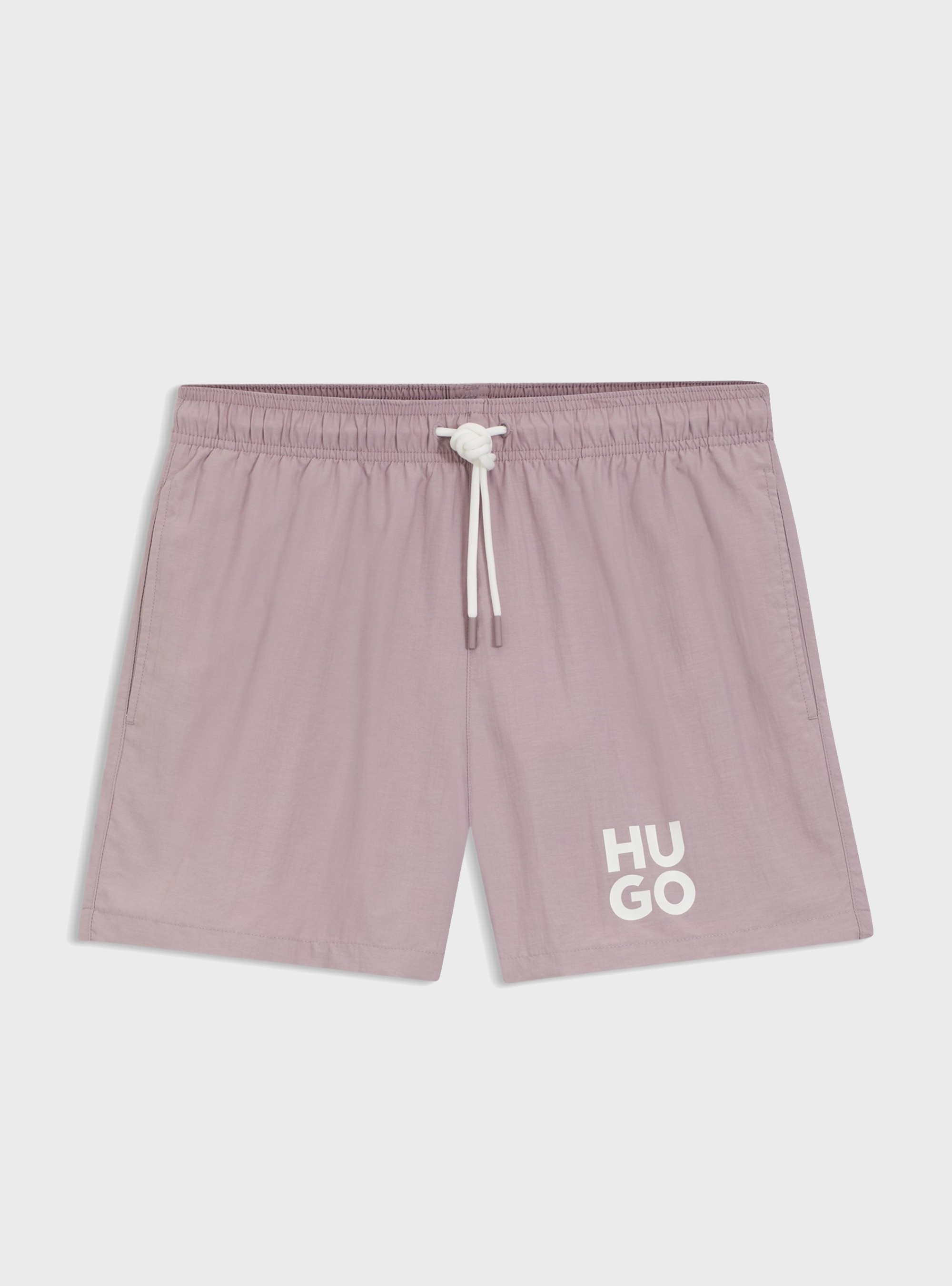 HUGO Quick-Dry Swim Shorts With Printed Stacked Logo  PAOLO - Orchid