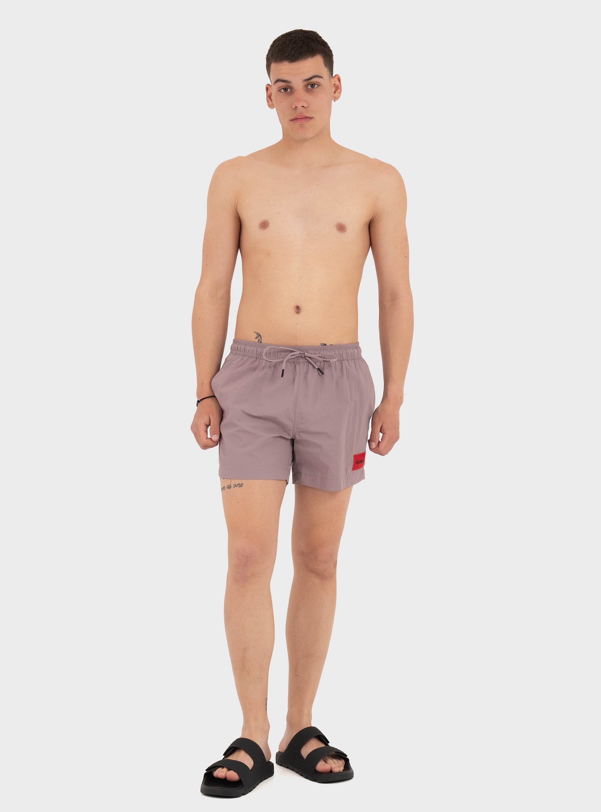 HUGO Quick-Dry Swim Shorts With Logo Label DOMINICA - Orchid