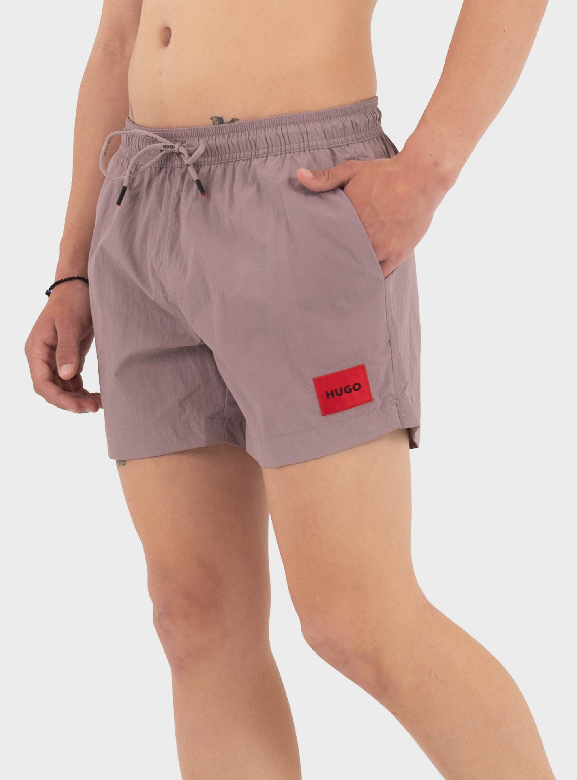 HUGO Quick-Dry Swim Shorts With Logo Label DOMINICA - Orchid