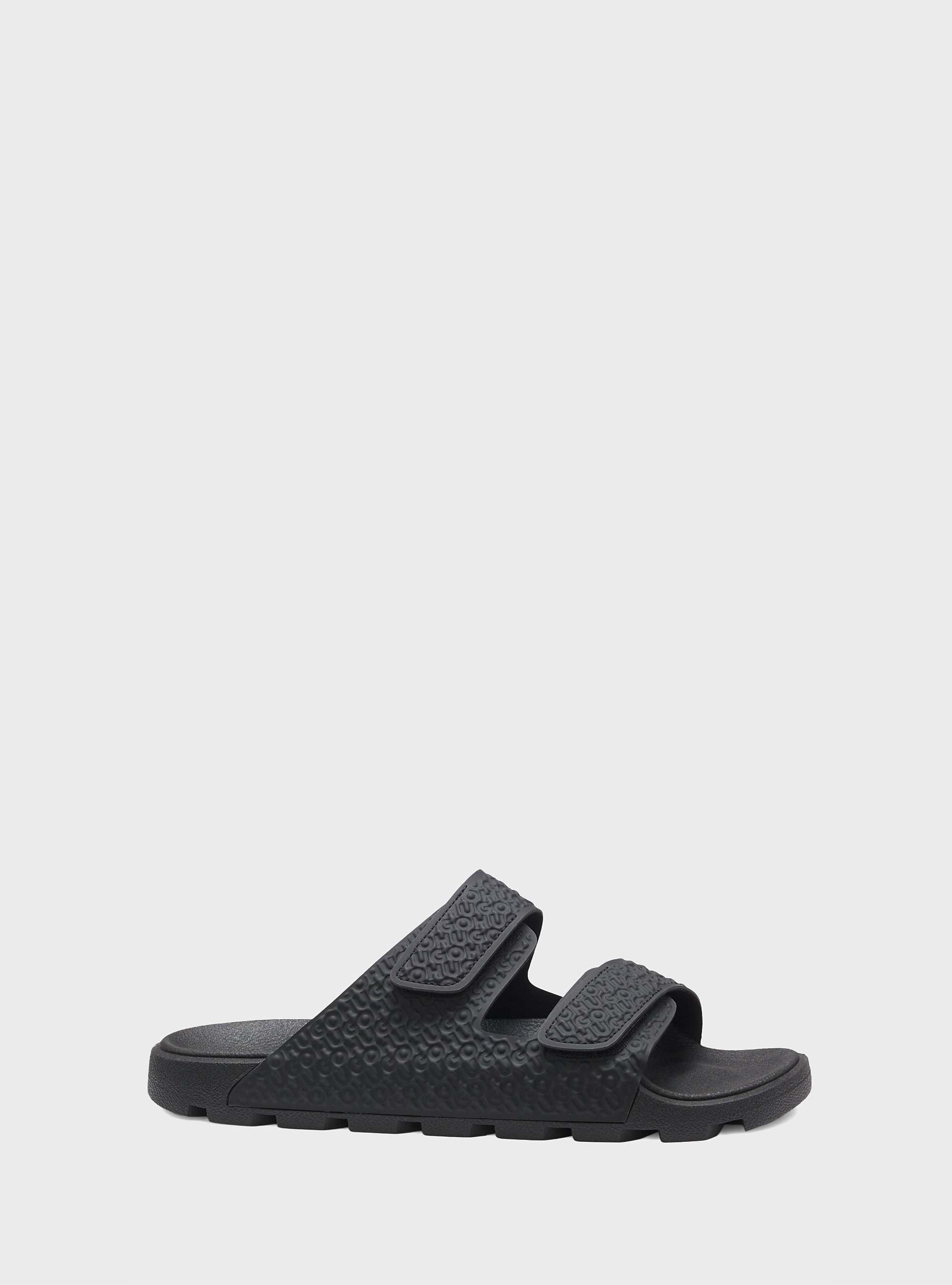 HUGO Monogram Sandals With Riptape Straps Evander_sand_aoem - Black
