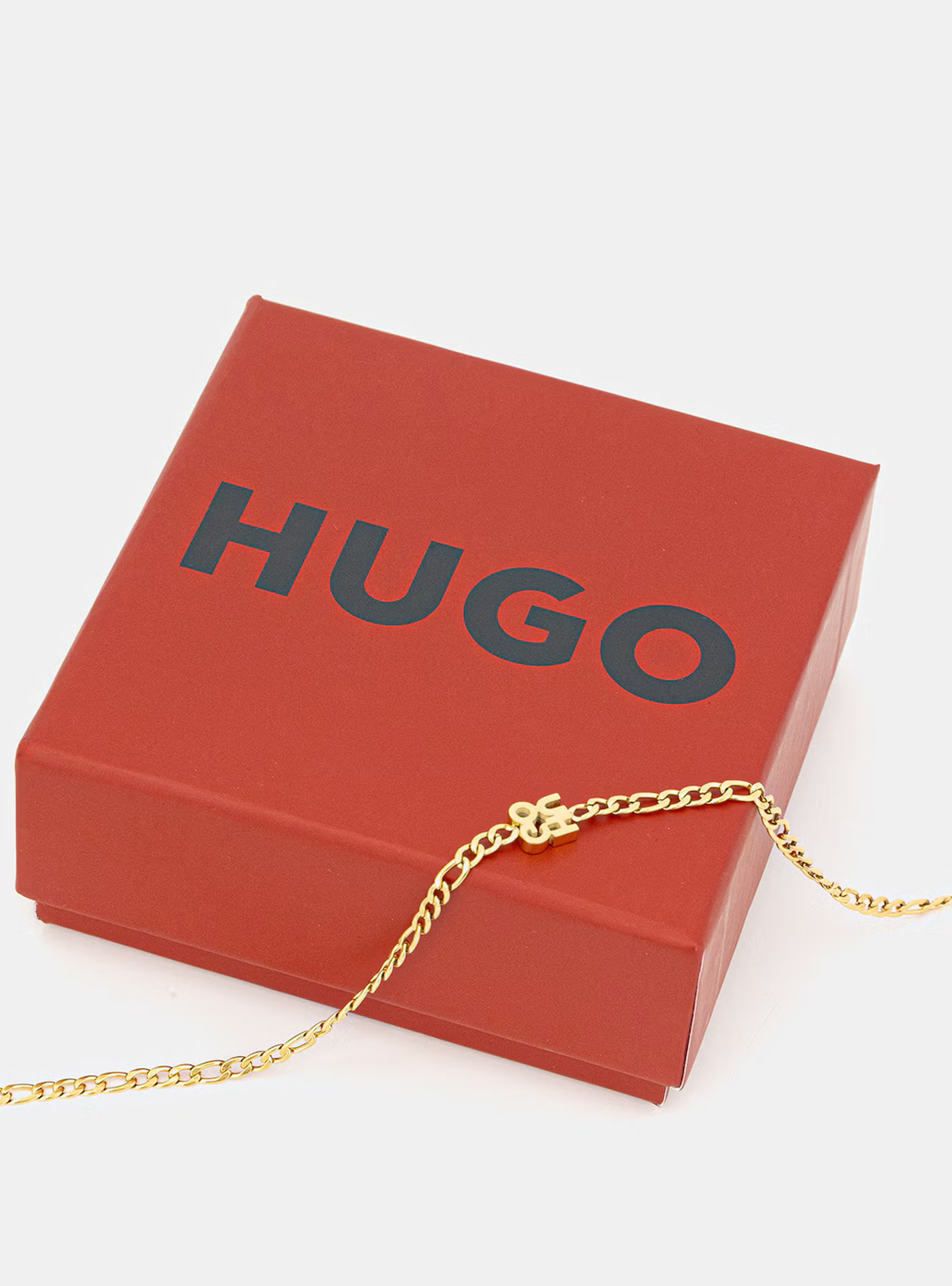 HUGO Chain Necklace With Stacked-Logo Plaque  E-THINCHAIN-NEC - Gold