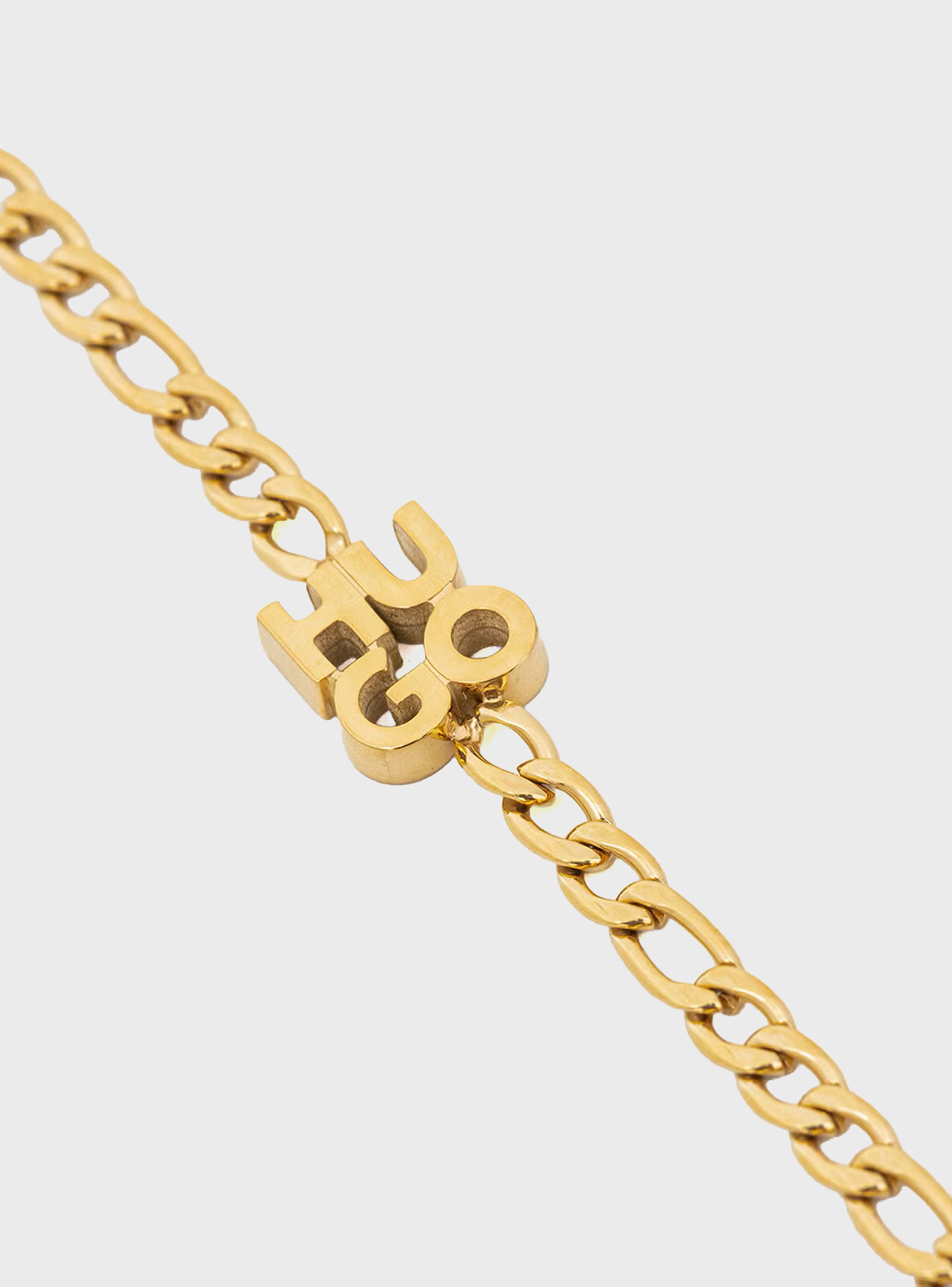 HUGO Chain Necklace With Stacked-Logo Plaque  E-THINCHAIN-NEC - Gold