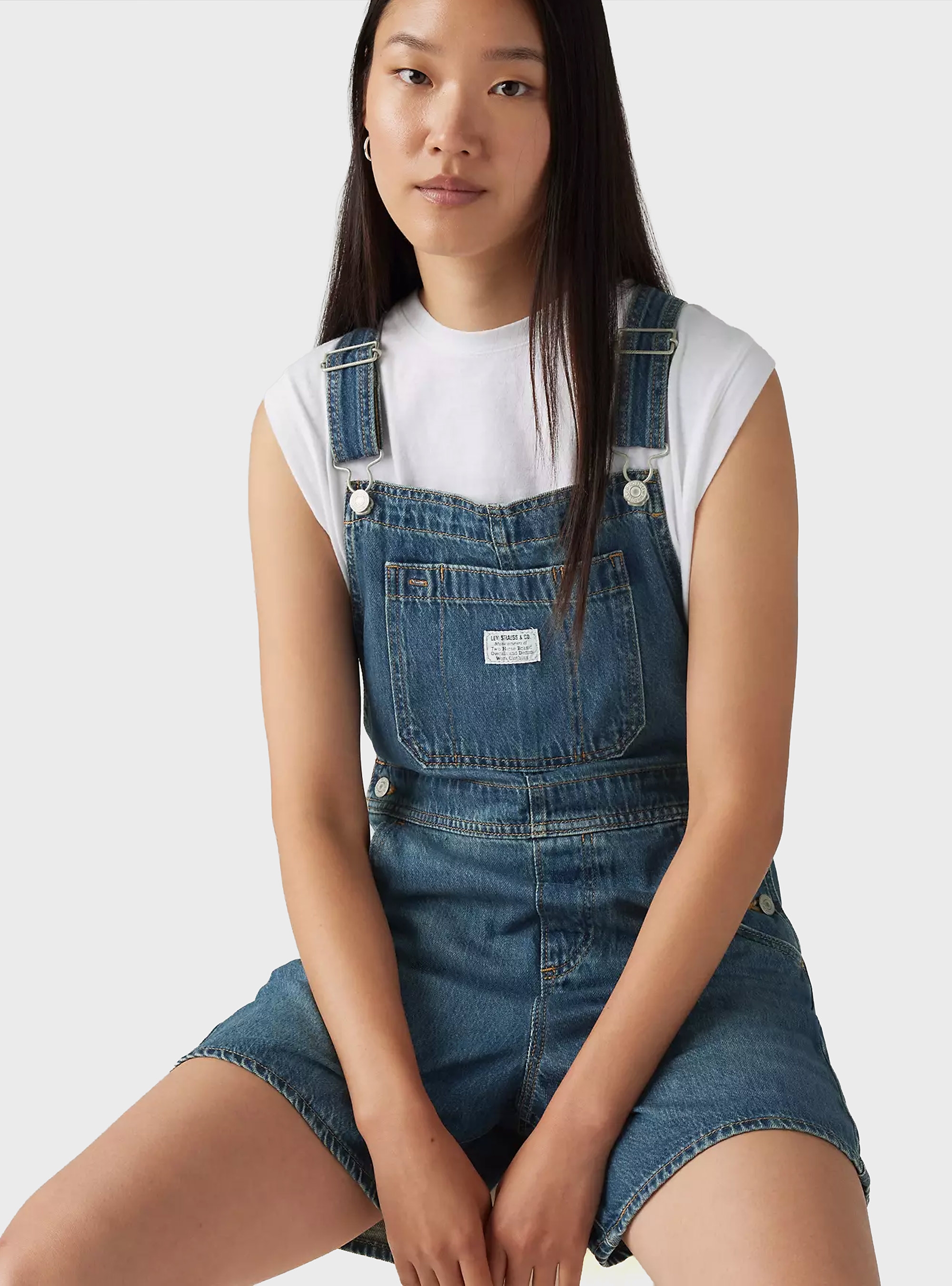 Levi's Utility Lightweight Shortalls - Dark Aged Denim