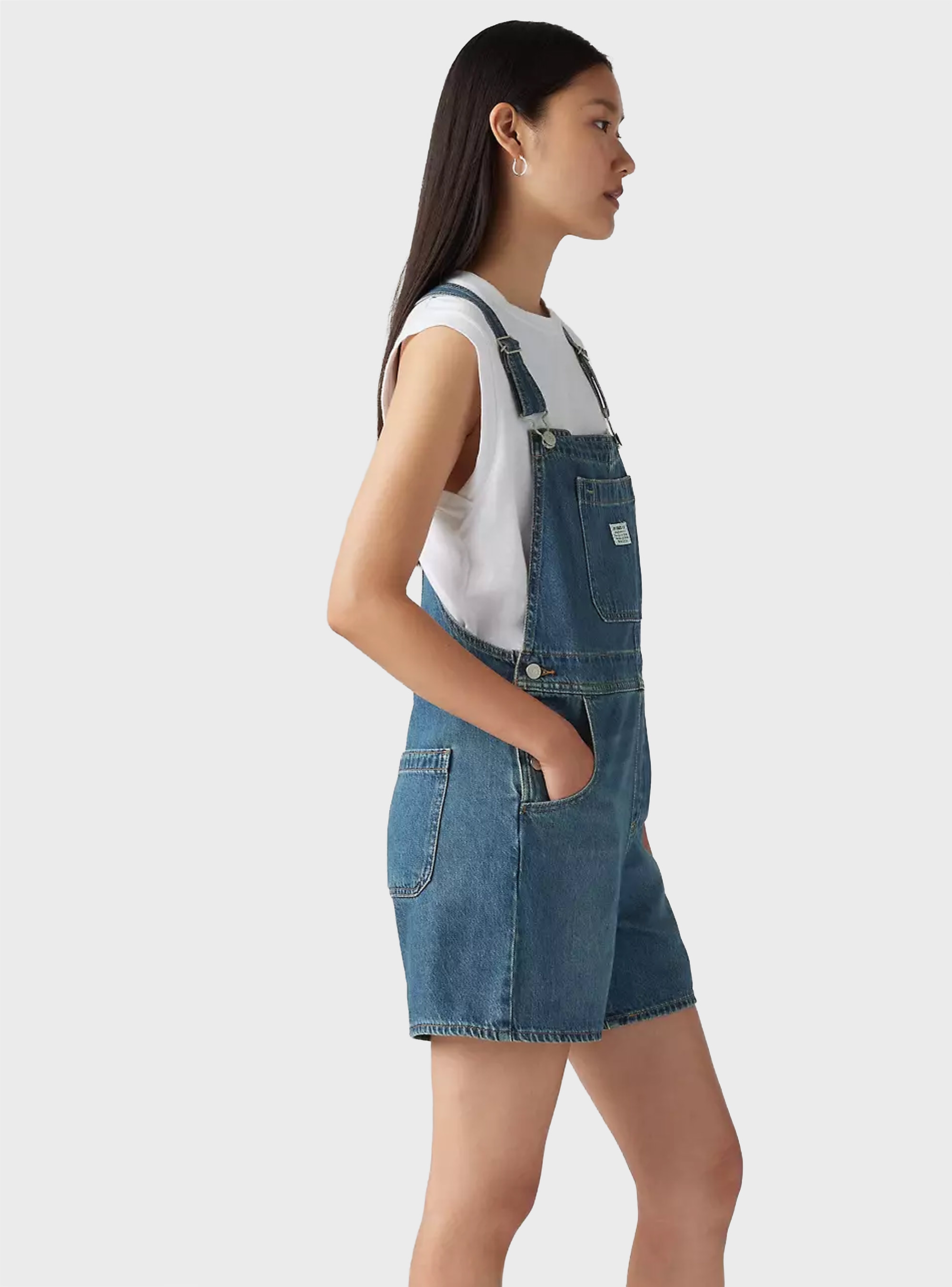 Levi's Utility Lightweight Shortalls - Dark Aged Denim