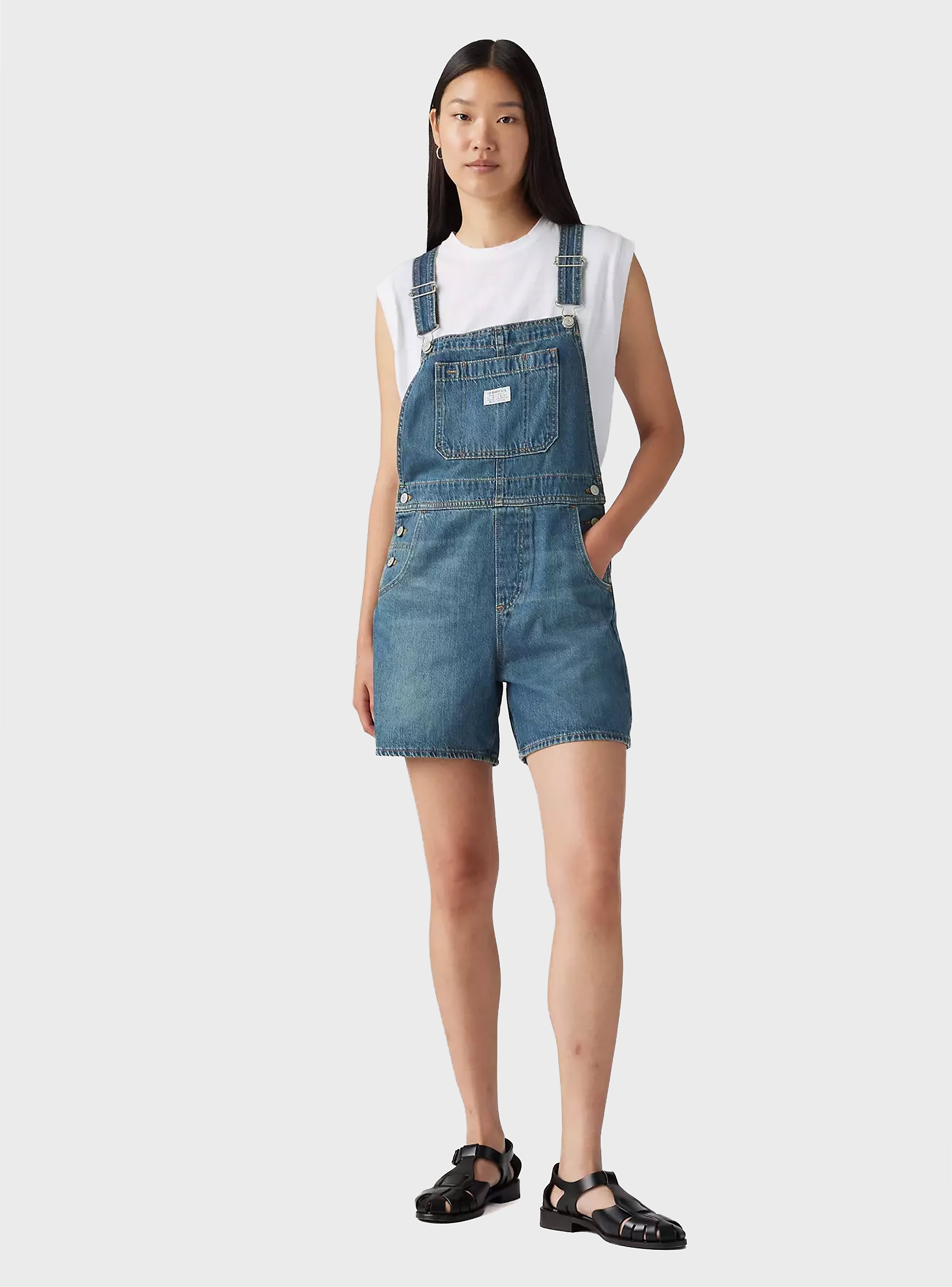 Levi's Utility Lightweight Shortalls - Dark Aged Denim