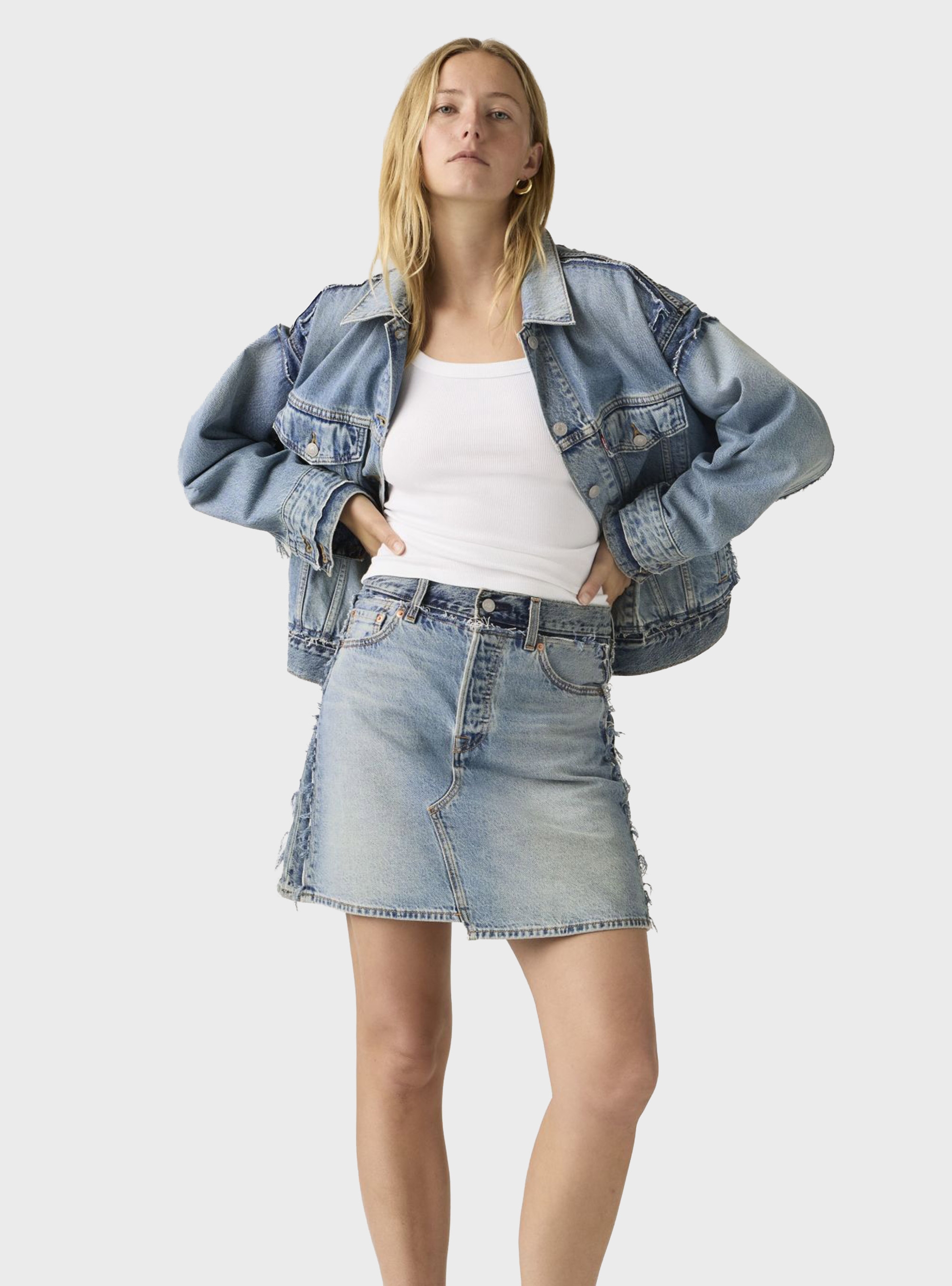 Levi's Deconstructed Edge Skirt - Medium Aged Denim
