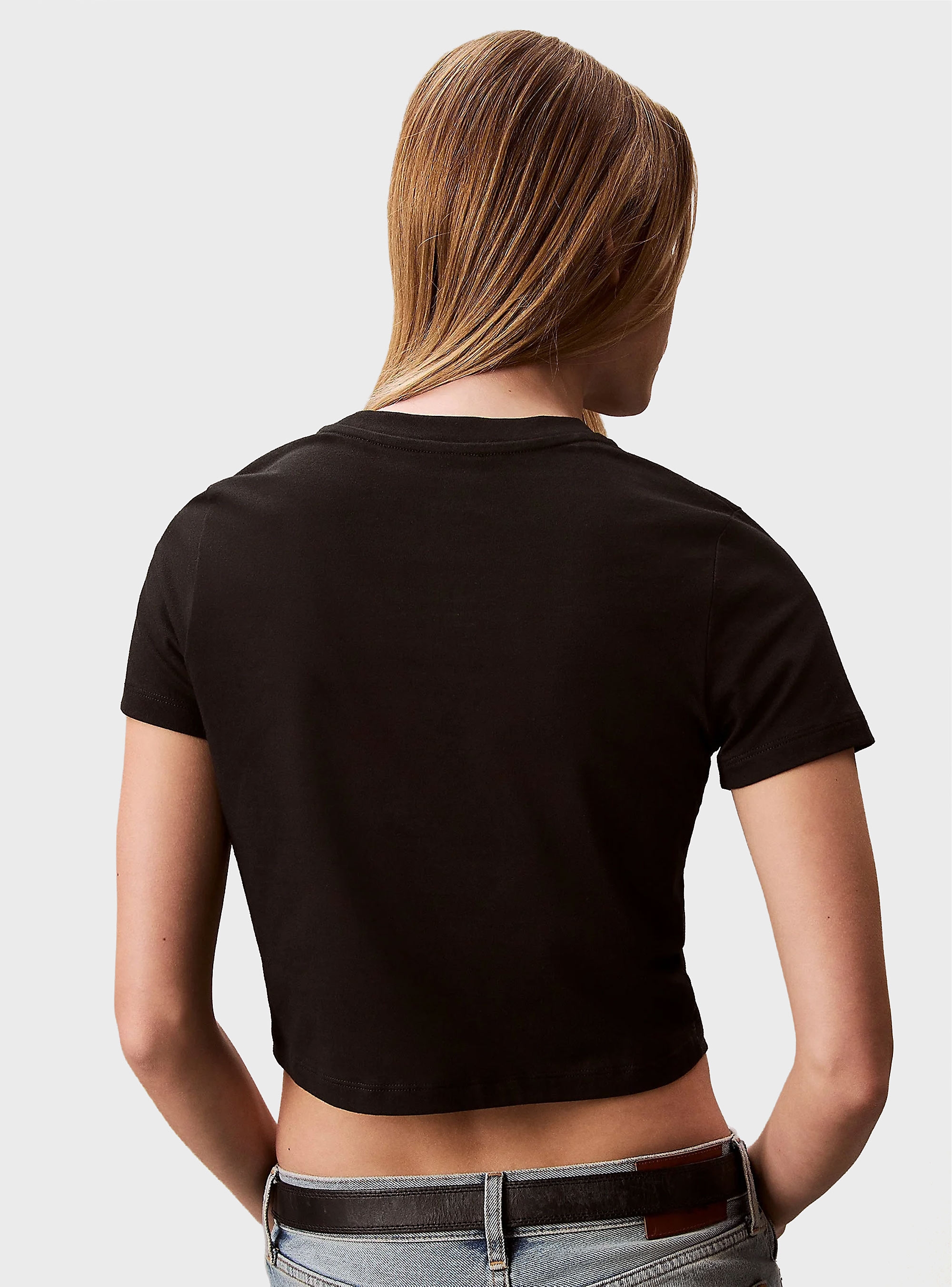 Calvin Klein Logo Cropped Tee - Black