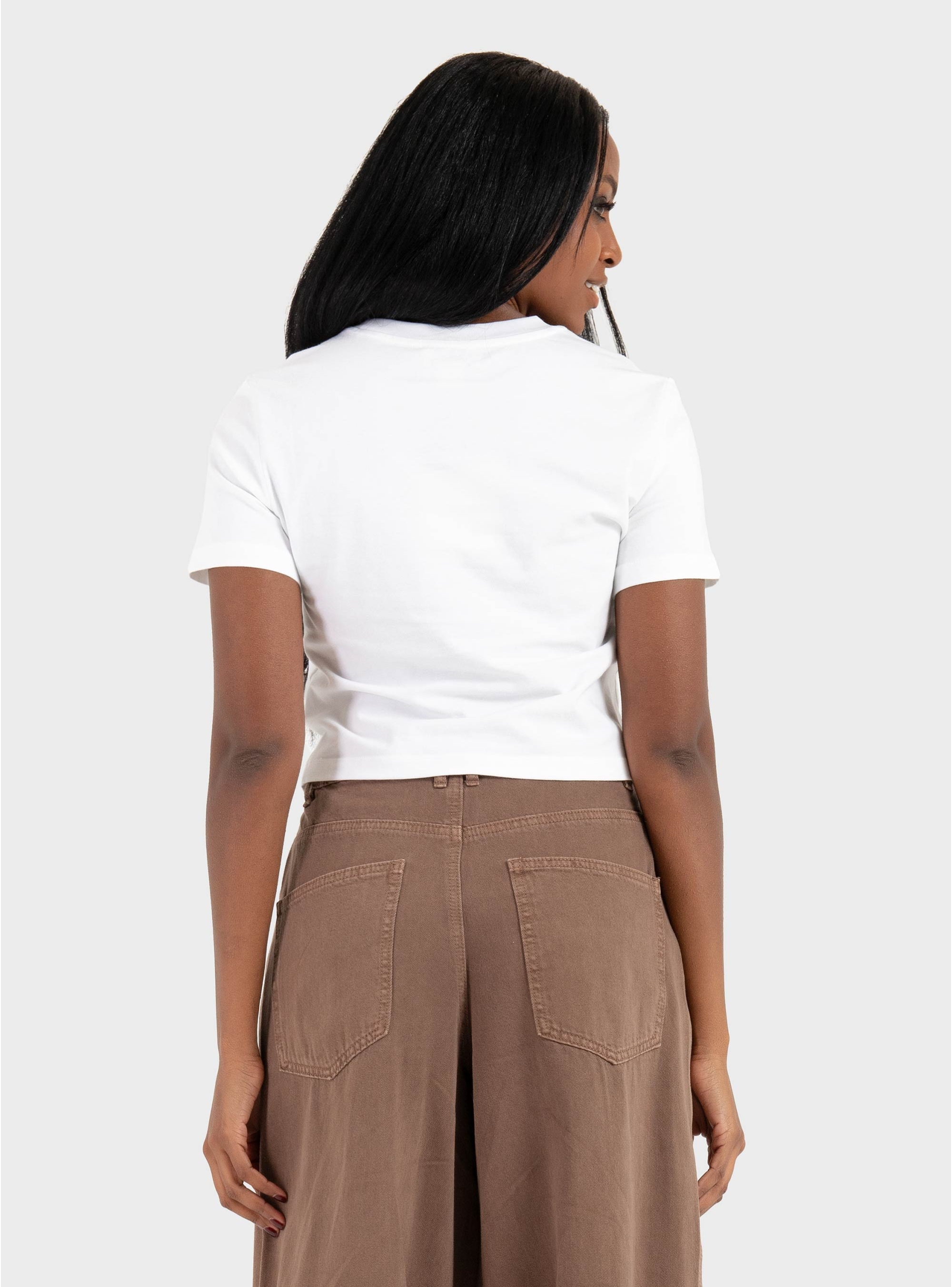 Calvin Klein Logo Cropped Tee - White