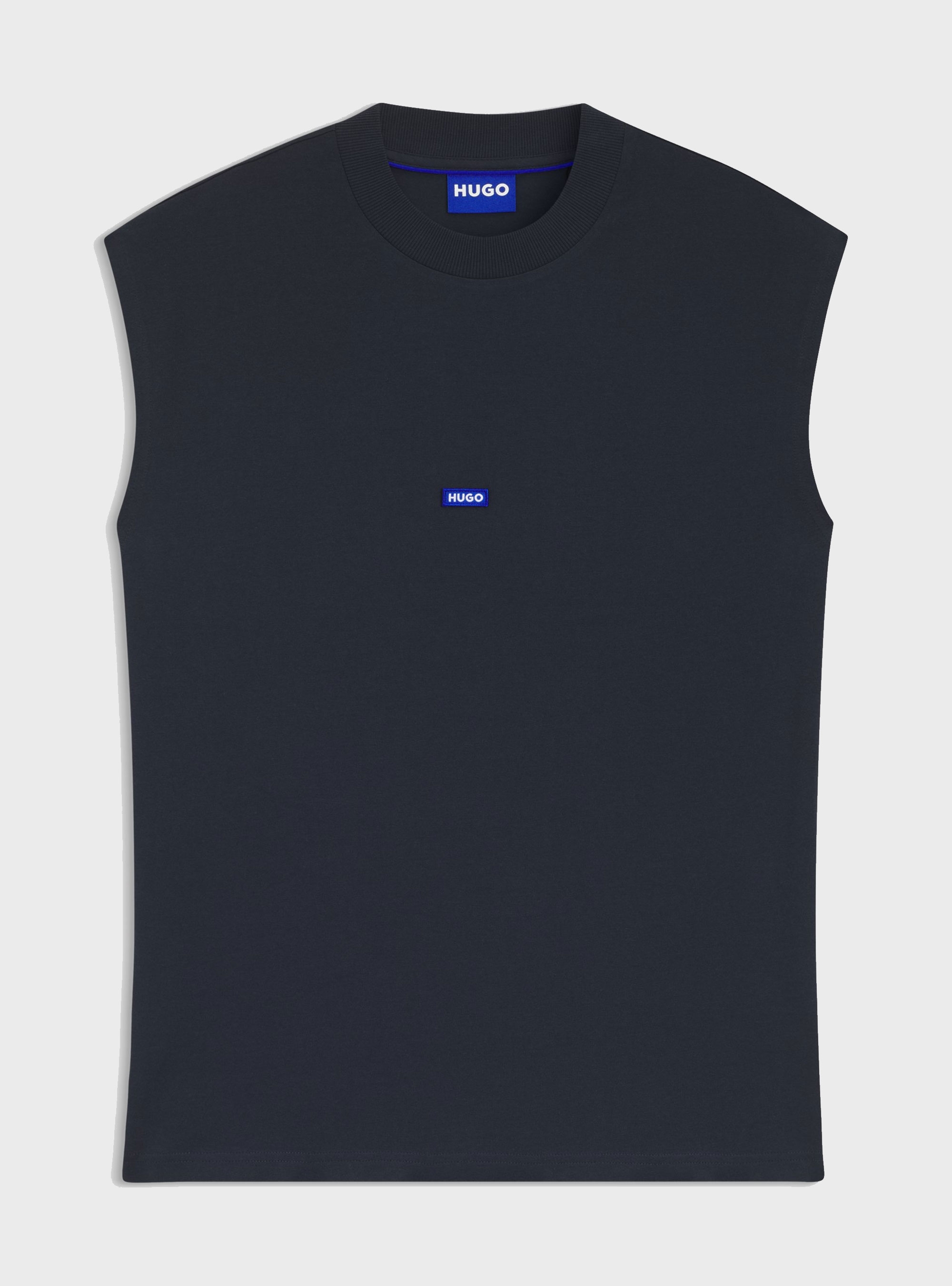 HUGO Sleeveless T-Shirt In Cotton Jersey With Logo Patch Navertz - Dark Blue