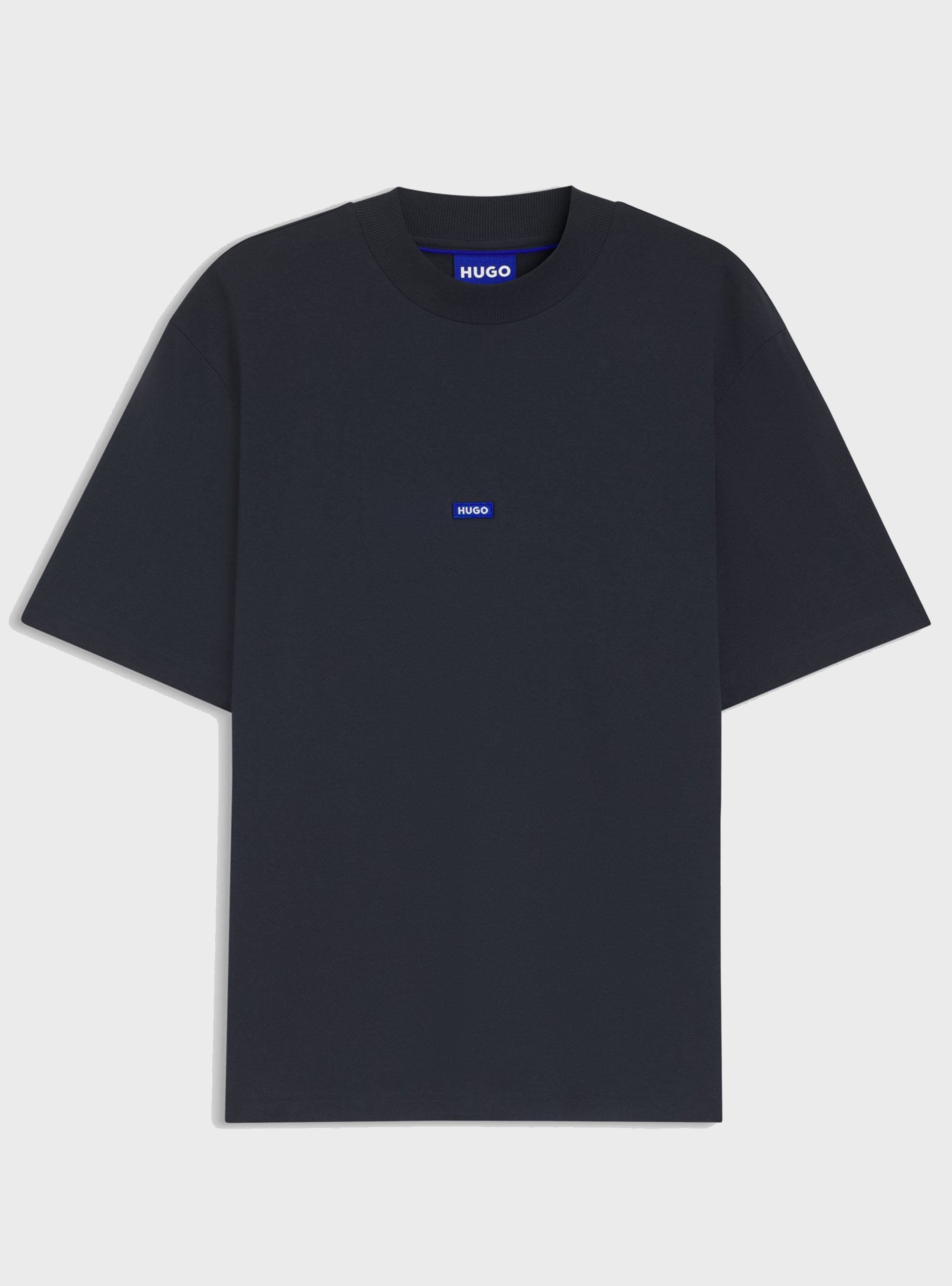 HUGO Cotton-Jersey T-Shirt With Blue Logo Patch Nieros - Dark Blue