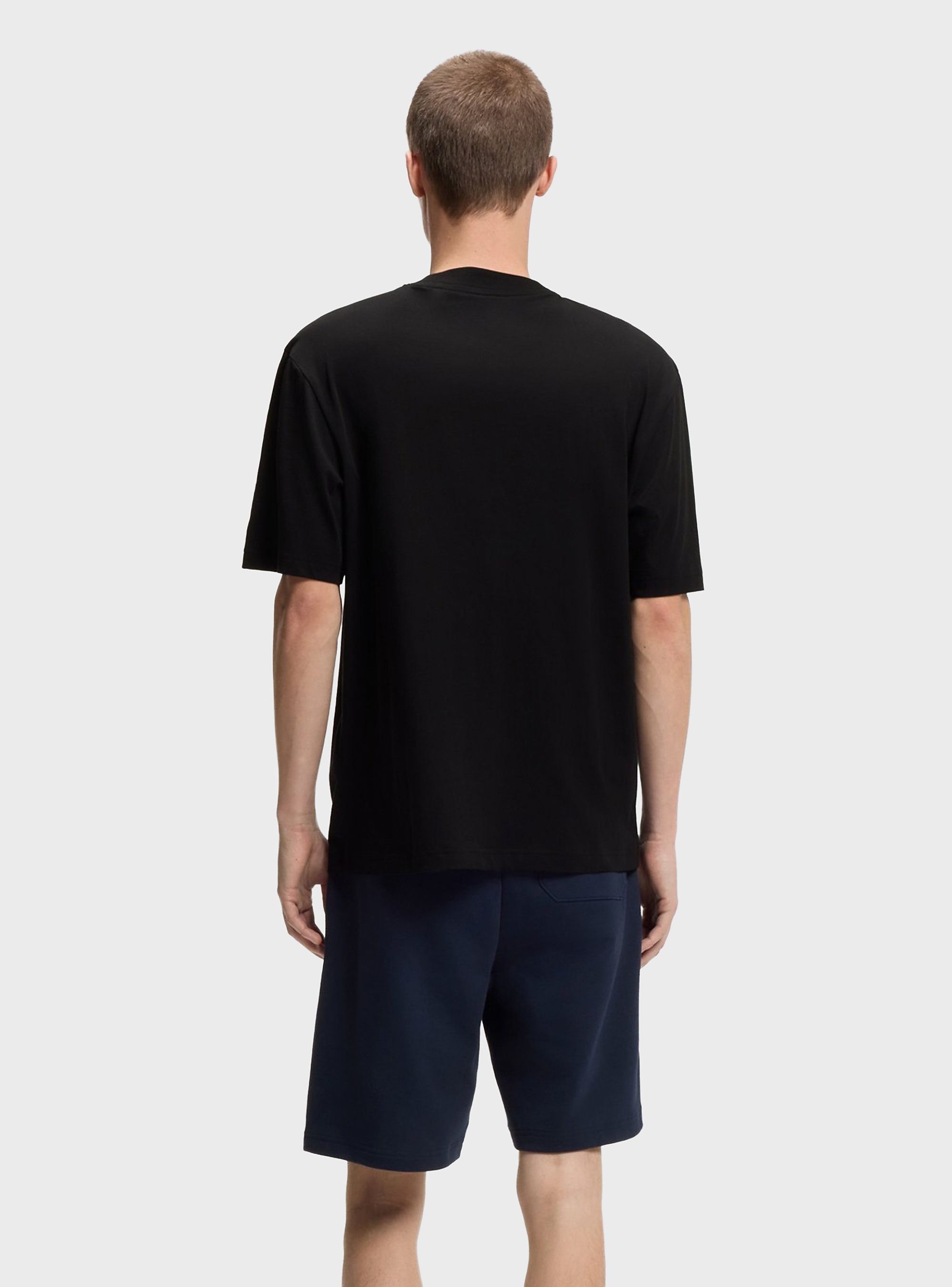 HUGO Cotton-Jersey T-Shirt With Logo Artwork Nalien - Black