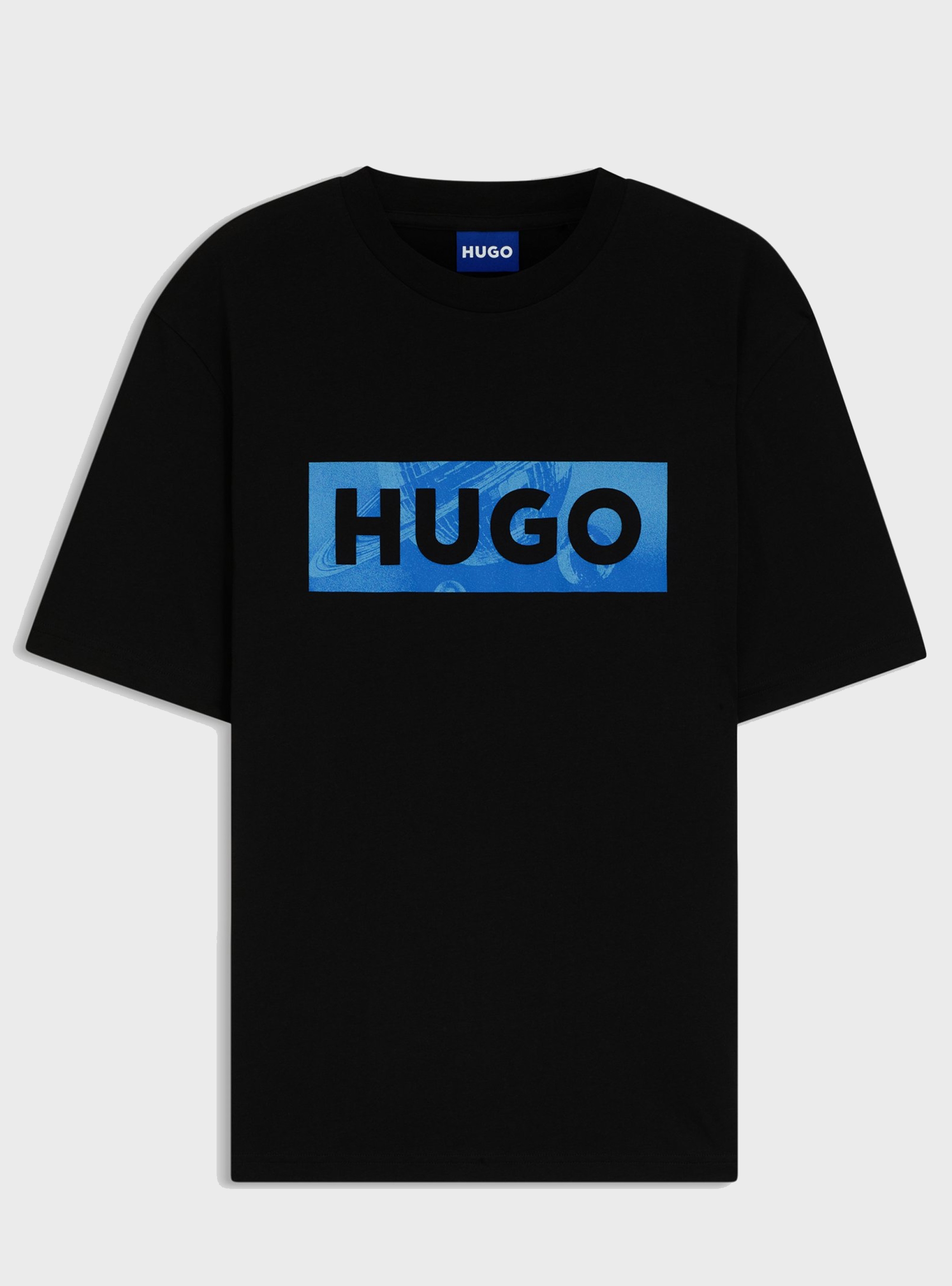 HUGO Cotton-Jersey T-Shirt With Logo Artwork Nalien - Black