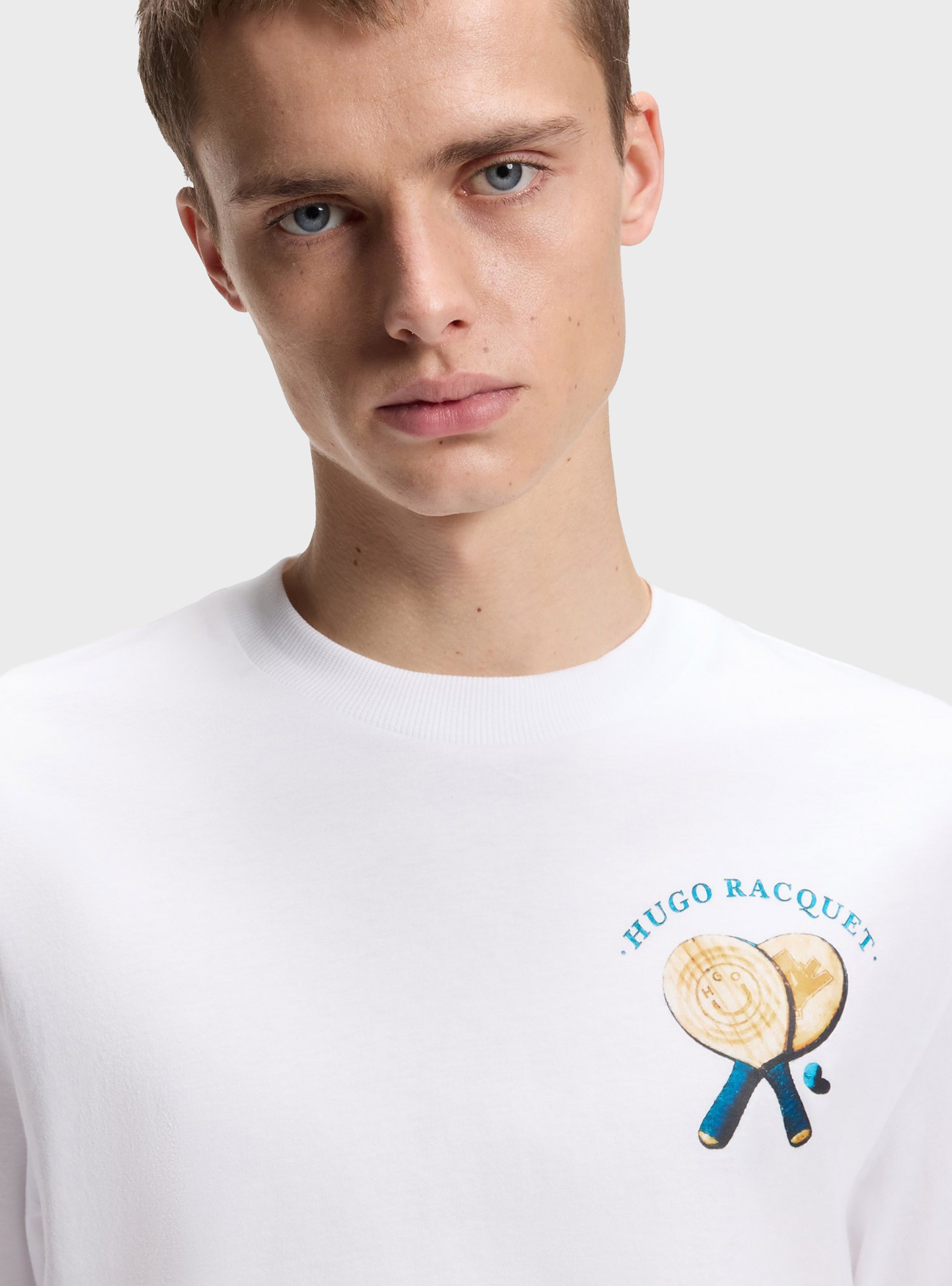 HUGO Cotton-Jersey T-Shirt With Rear Printed Artwork  Nulaxo - White